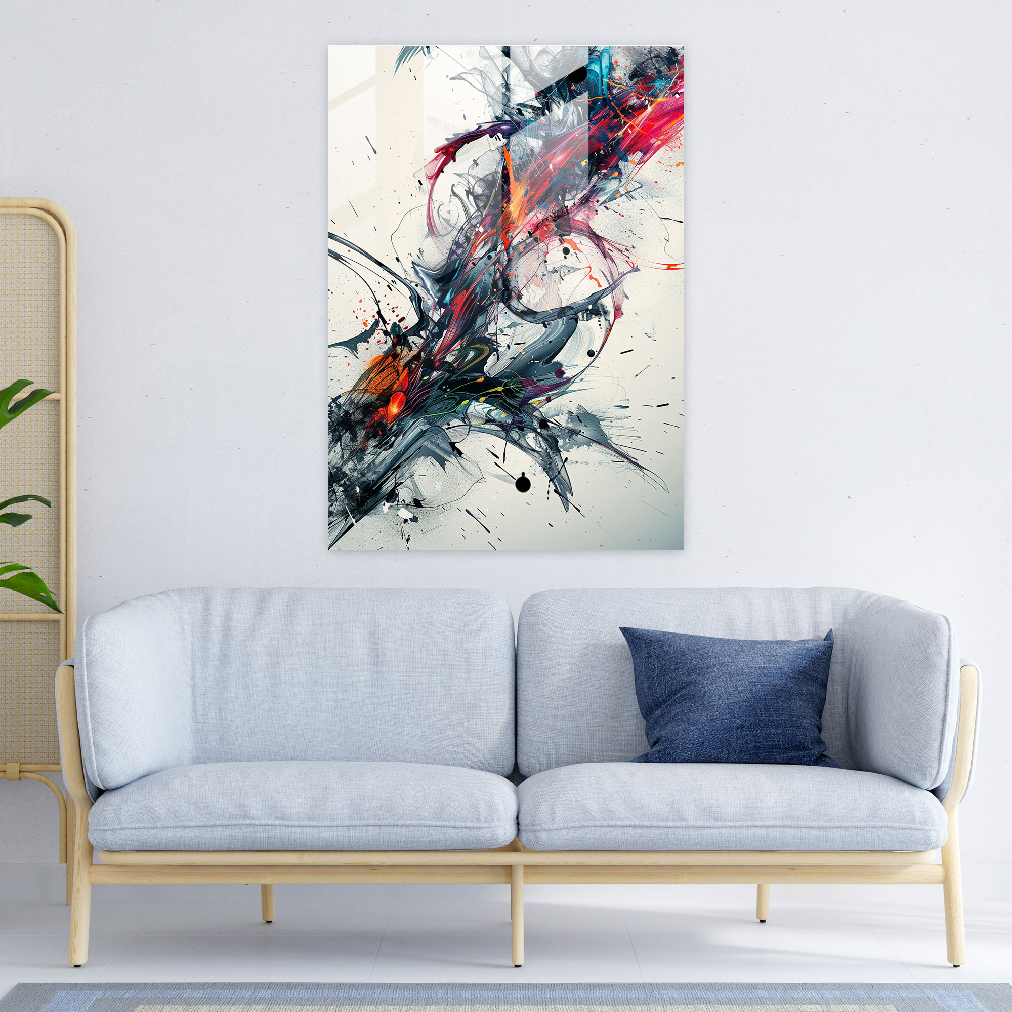 Harmonious Action Painting Glass Print - Action Painting, Action Painting, Home Decoration, Glass Print