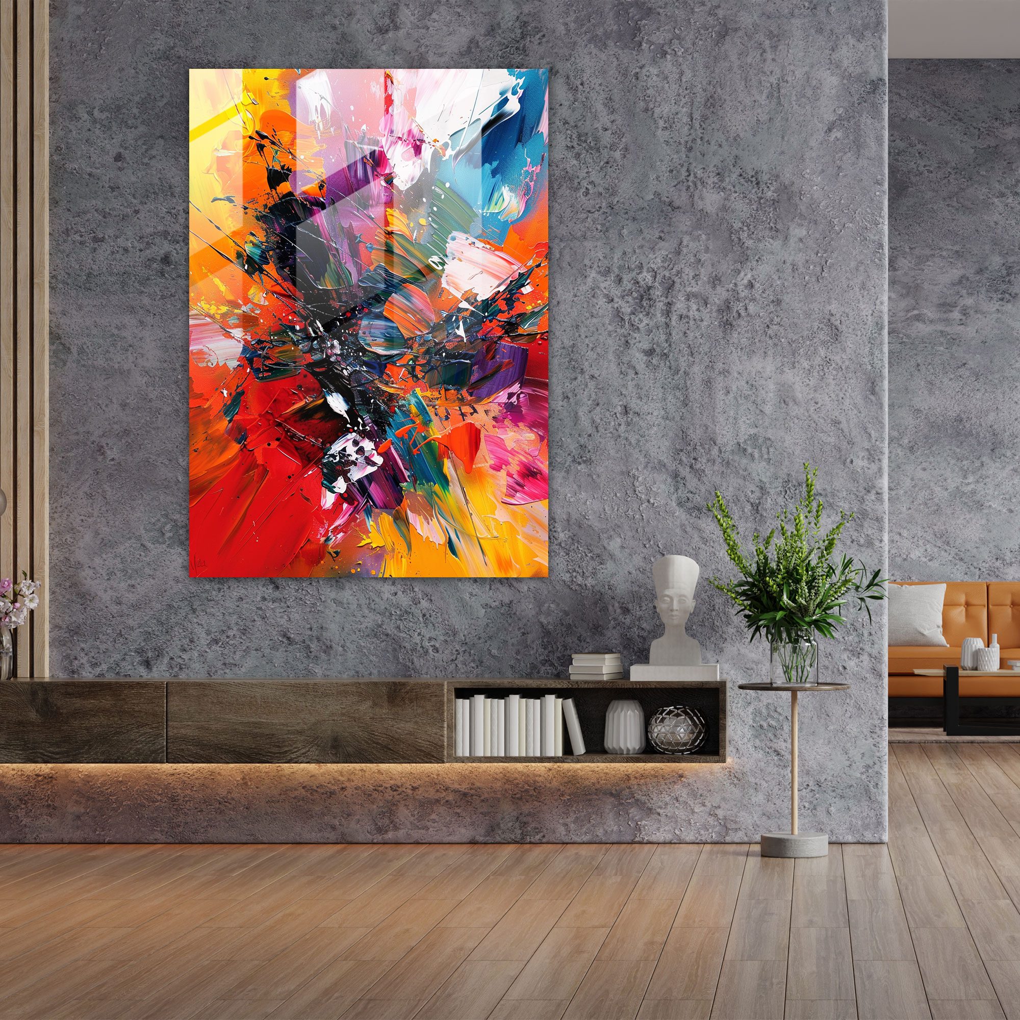 Dramatic Action Painting Glass Wall Art - Action Painting, Action Painting, Modern Art, Wall Decoration