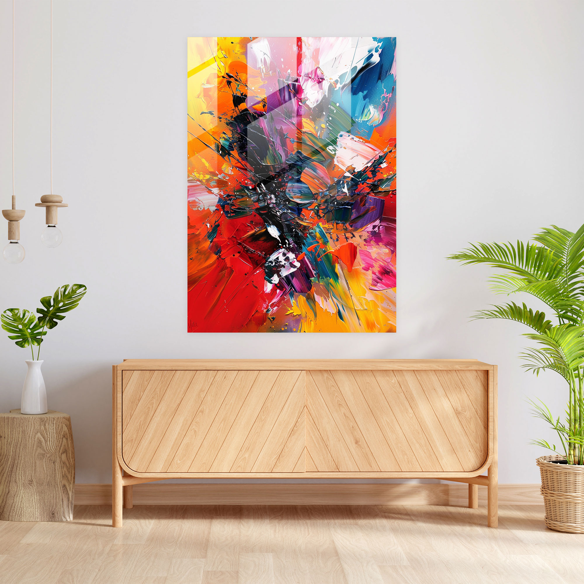 Dramatic Action Painting Glass Wall Art - Action Painting, Action Painting, Modern Art, Wall Decoration