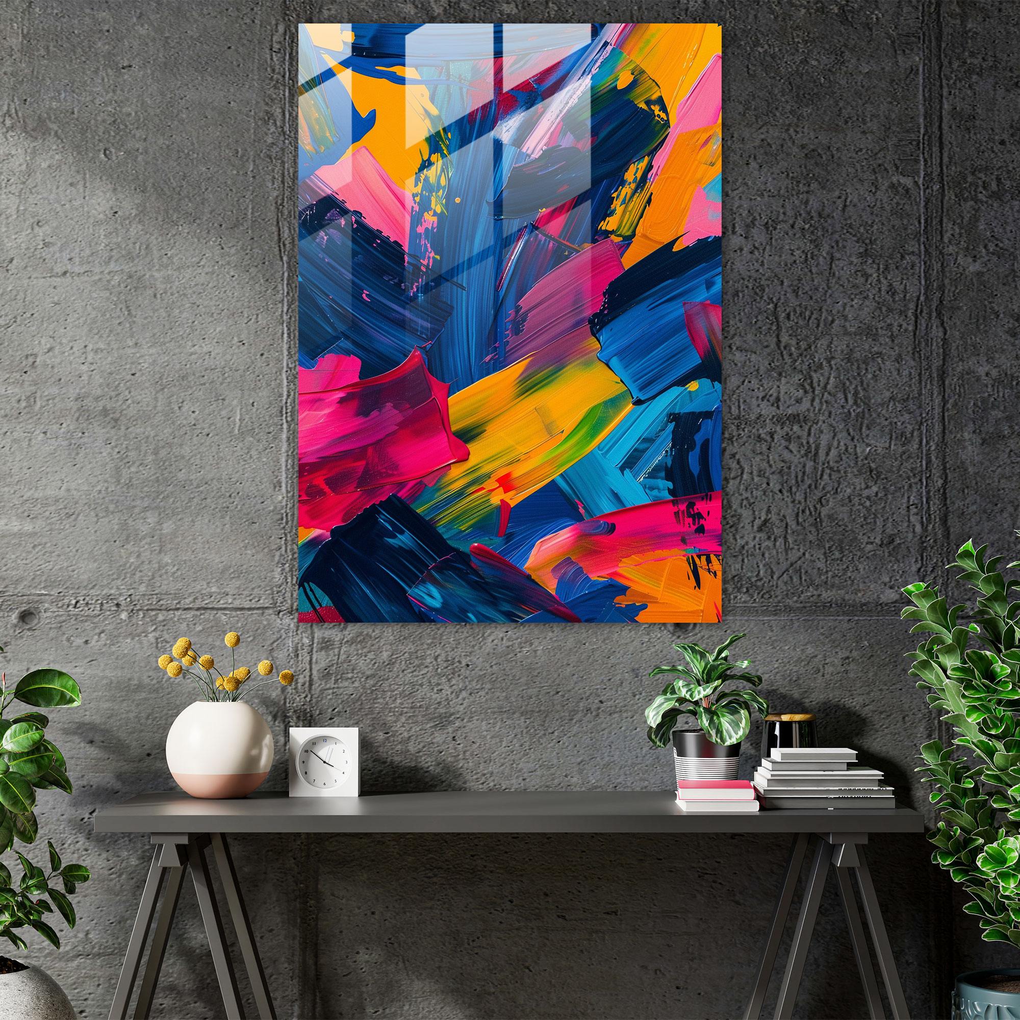 Action Painting Glass Print - Action Painting, Home Decoration, Action Painting, Glass Print