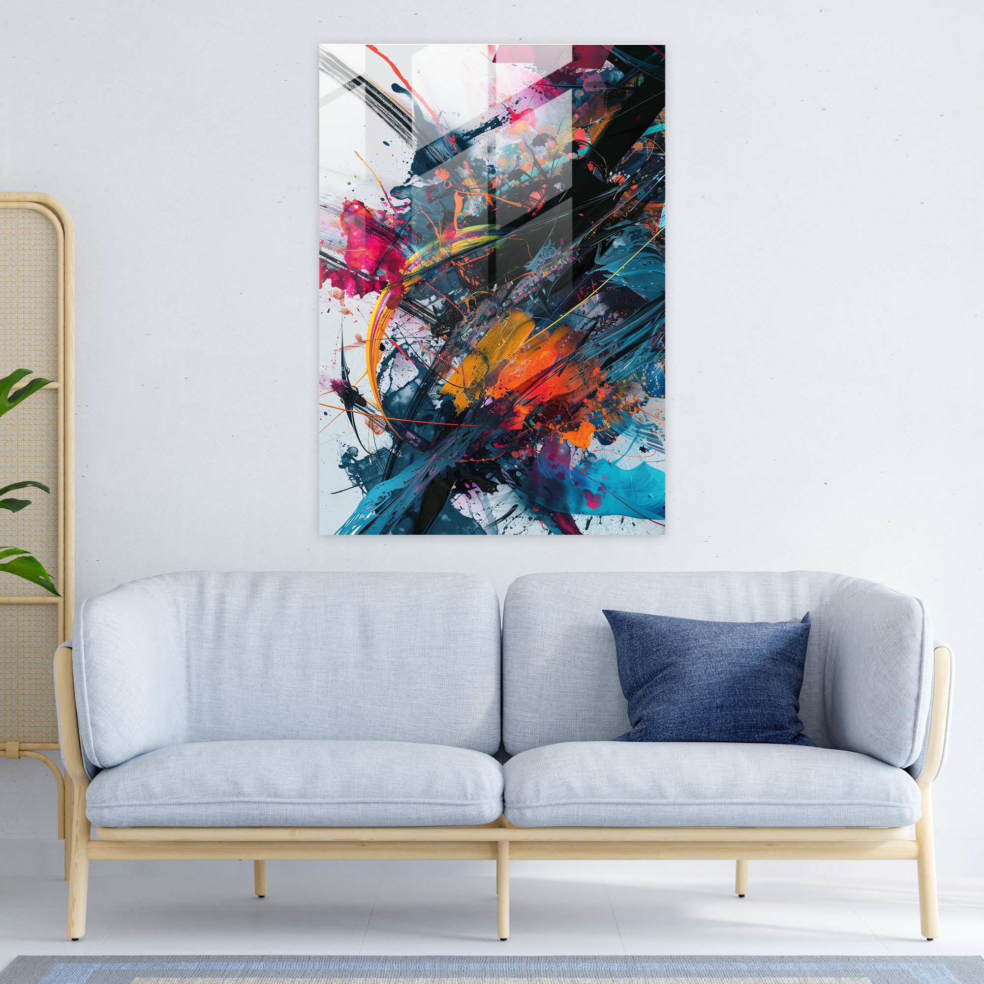 Action Painting Home Decoration - Action Painting, Modern Art, Glass Print, Action Painting