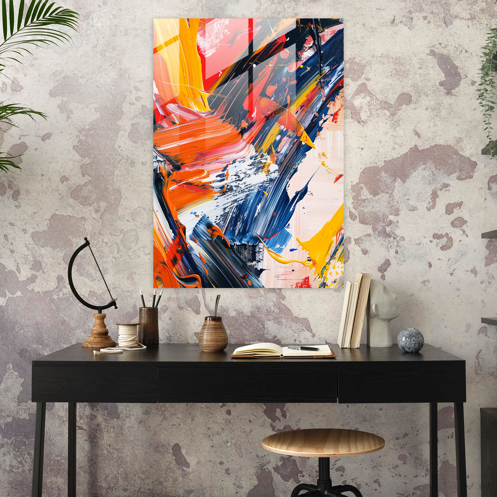 Action Painting Glass Wall Art - Action Painting, Action Painting, Wall Decoration, Glass Wall Art