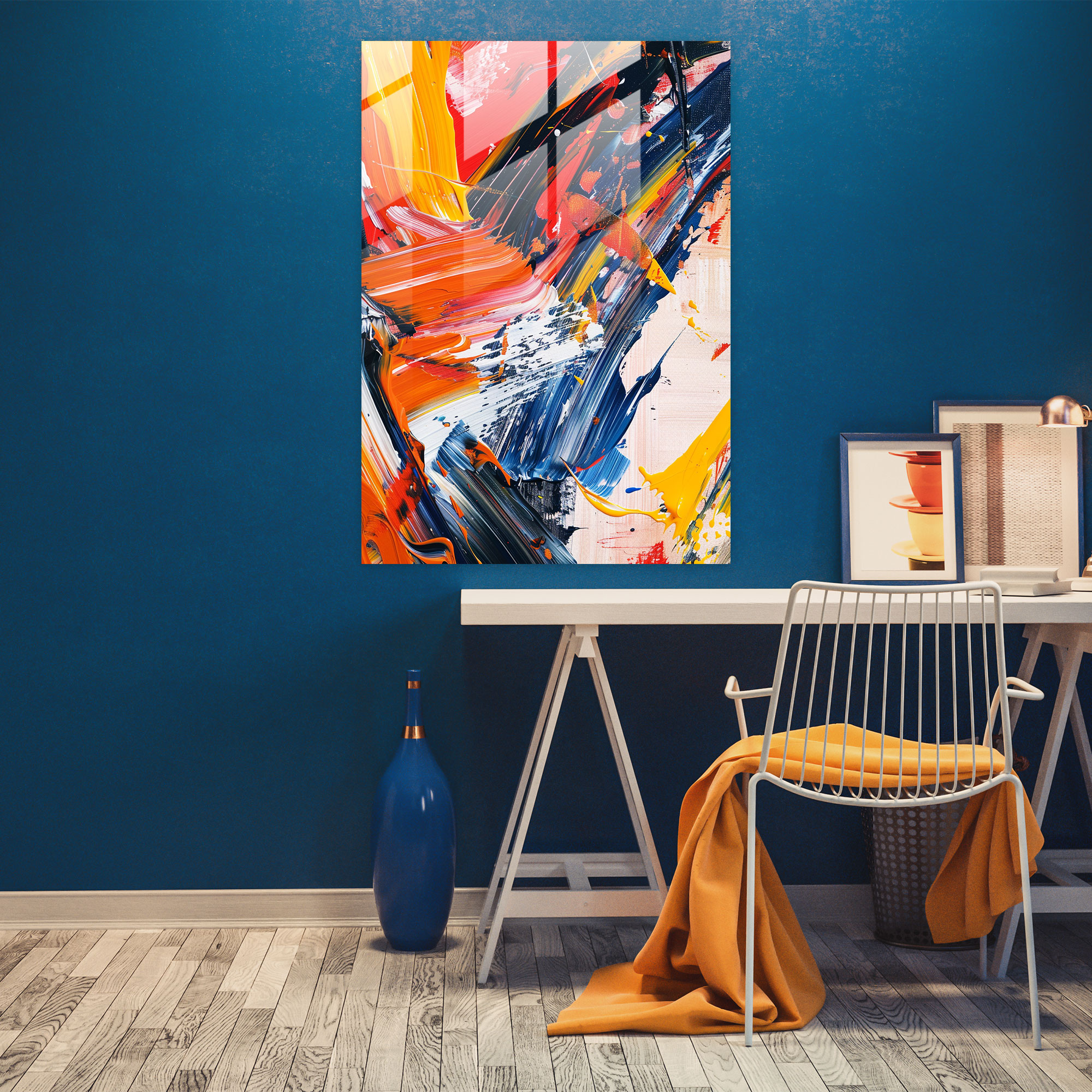 Action Painting Glass Wall Art - Action Painting, Action Painting, Wall Decoration, Glass Wall Art