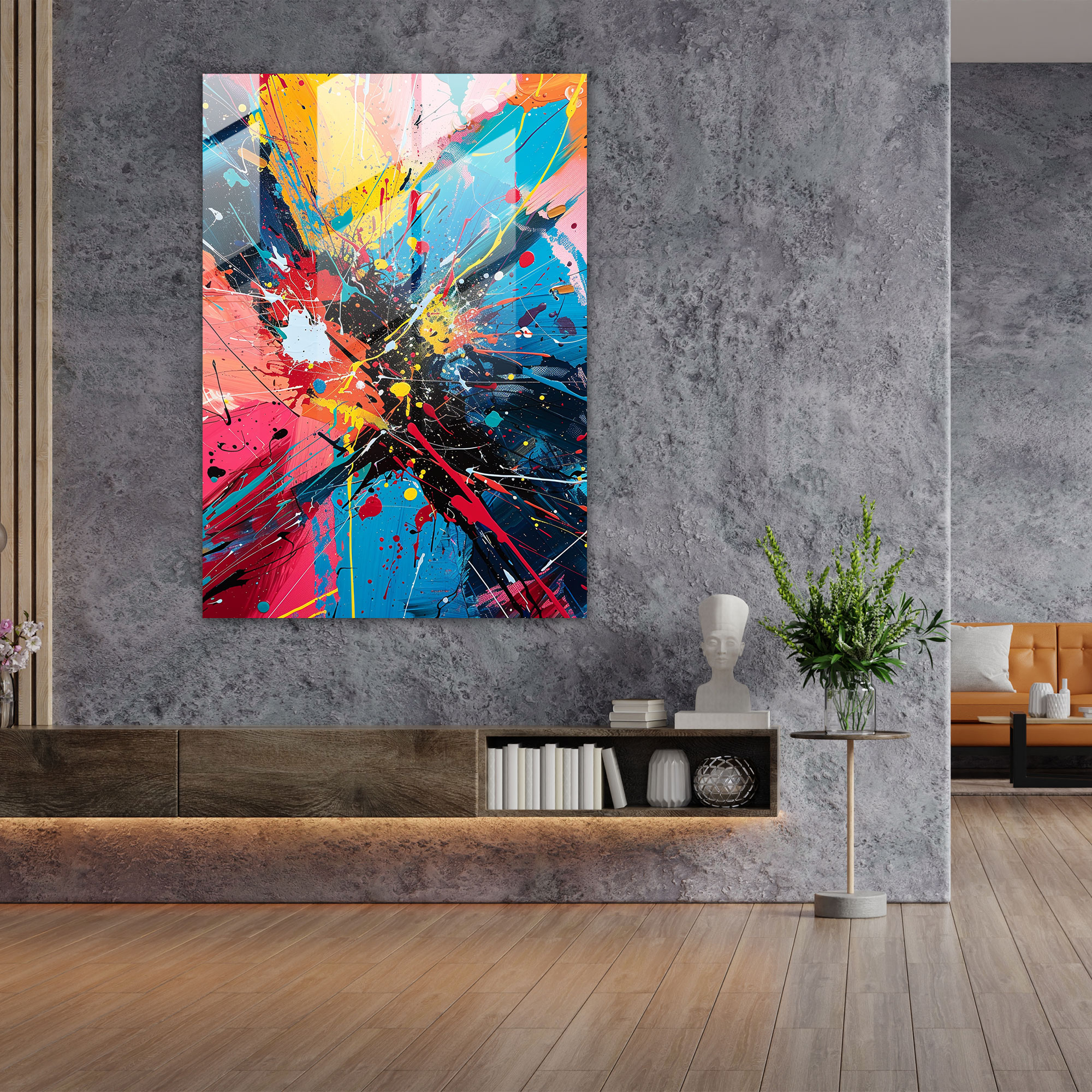 Action Painting Glass Art - Action Painting, Action Painting, Home Decoration, Modern Art