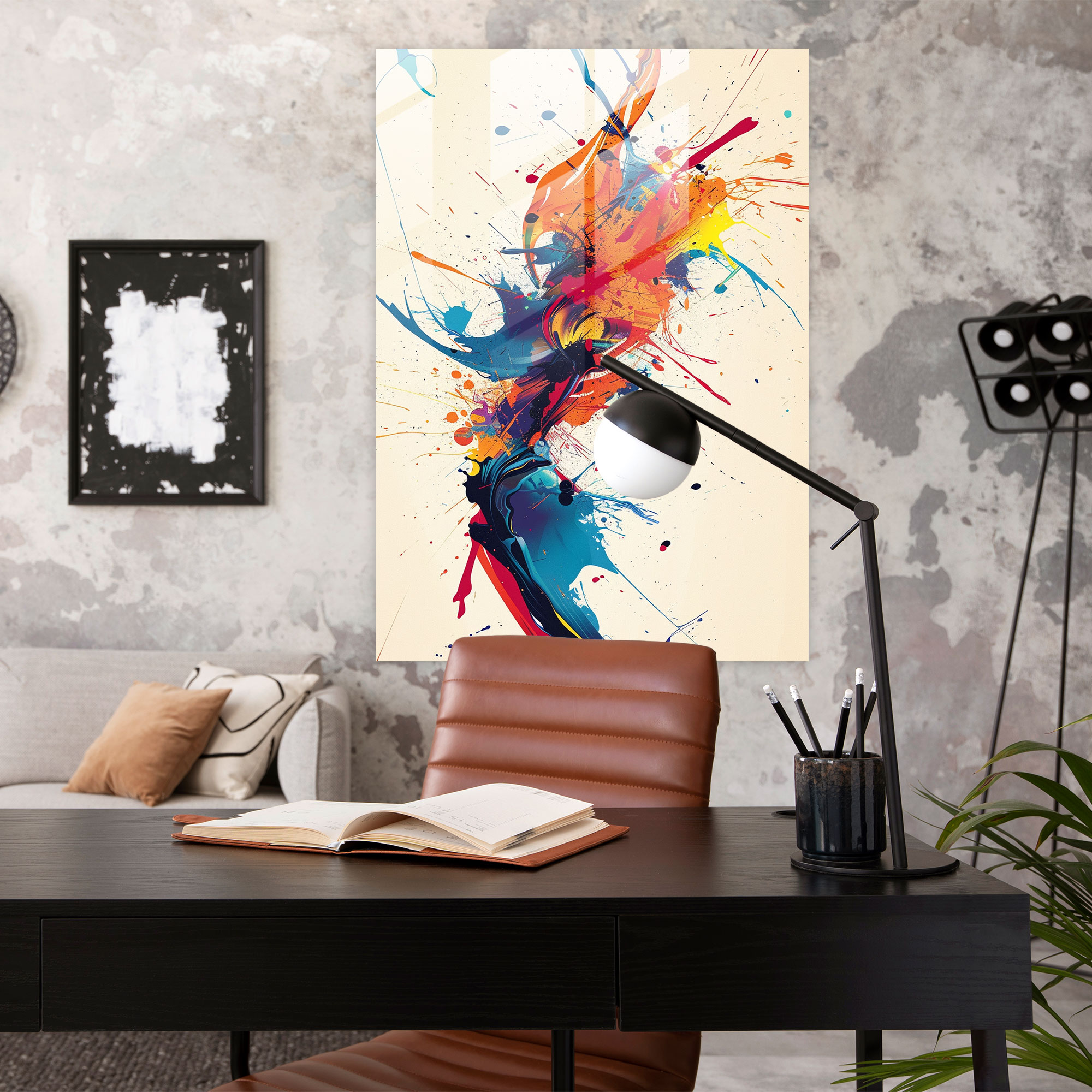Action Painting Glass Print - Action Painting, Action Painting, Modern Art, Home Decoration