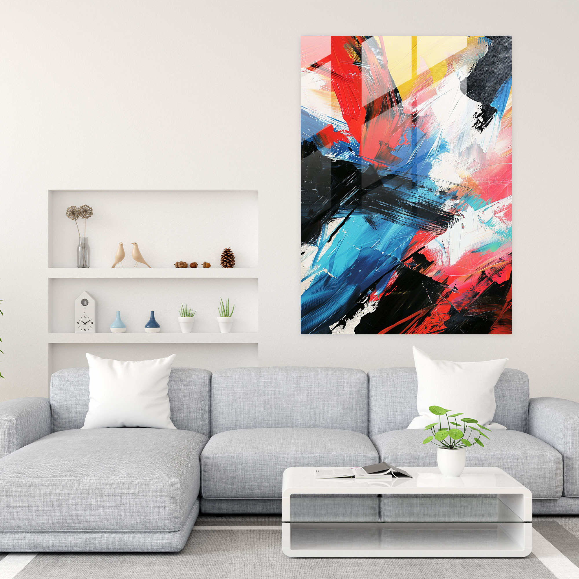 Energetic Action Painting Glass Wall Art - Action Painting, Glass Wall Art, Modern Art, Wall Decoration