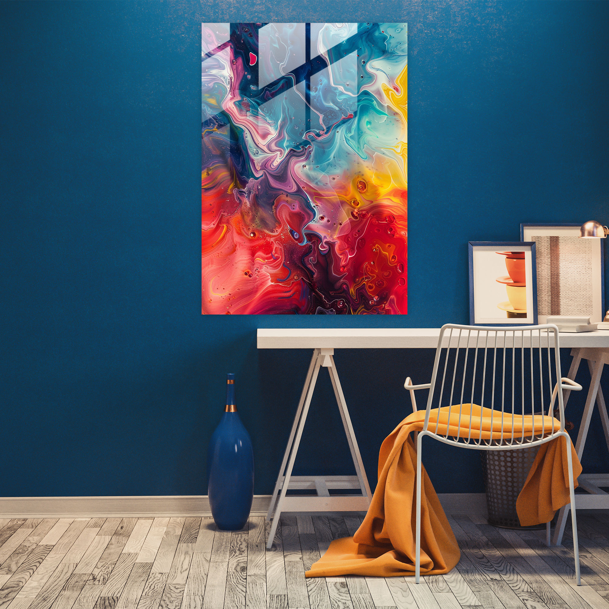 Organic Colors Glass Wall Art - Action Painting, Glass Wall Art, Action Painting, Wall Decoration