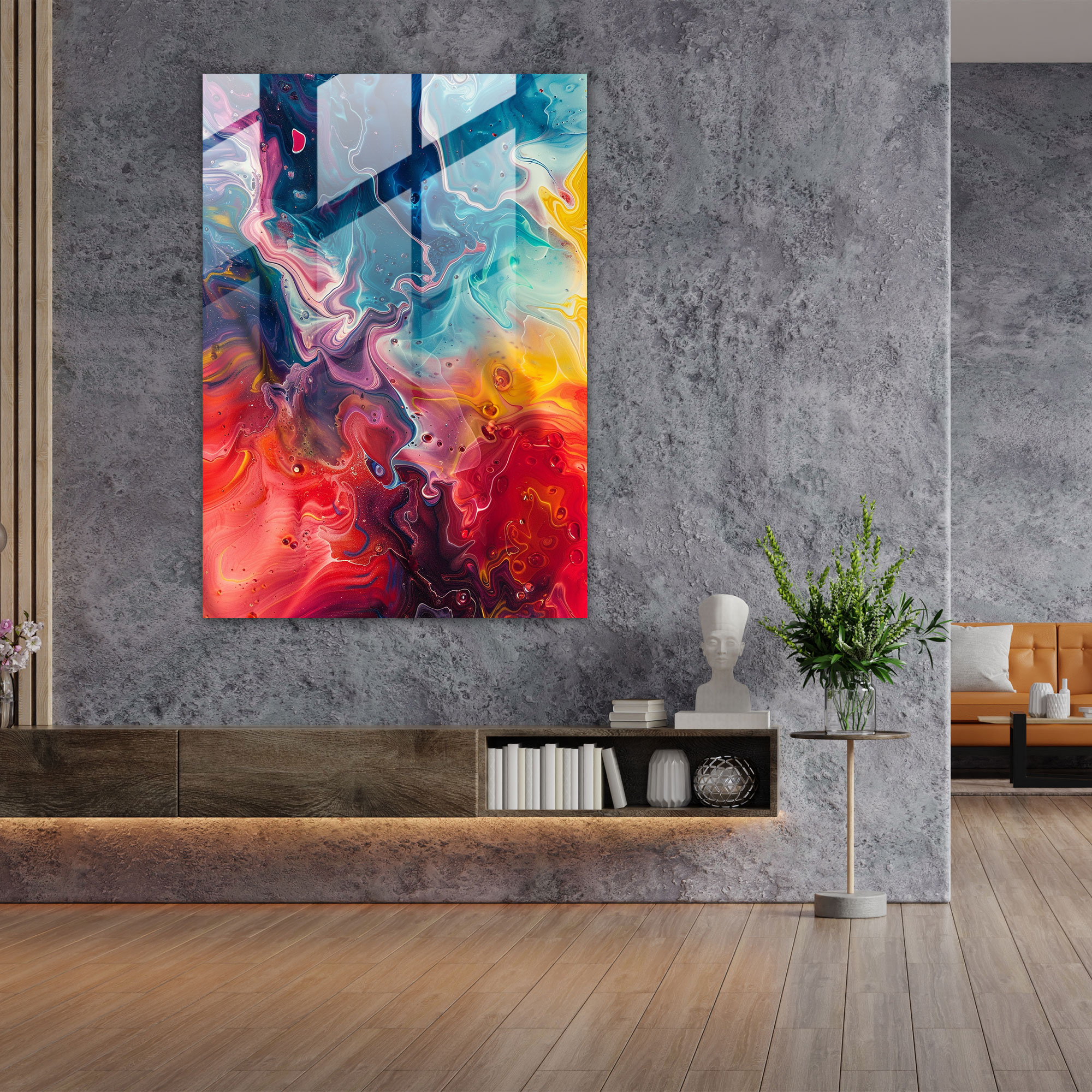 Organic Colors Glass Wall Art - Action Painting, Glass Wall Art, Action Painting, Wall Decoration