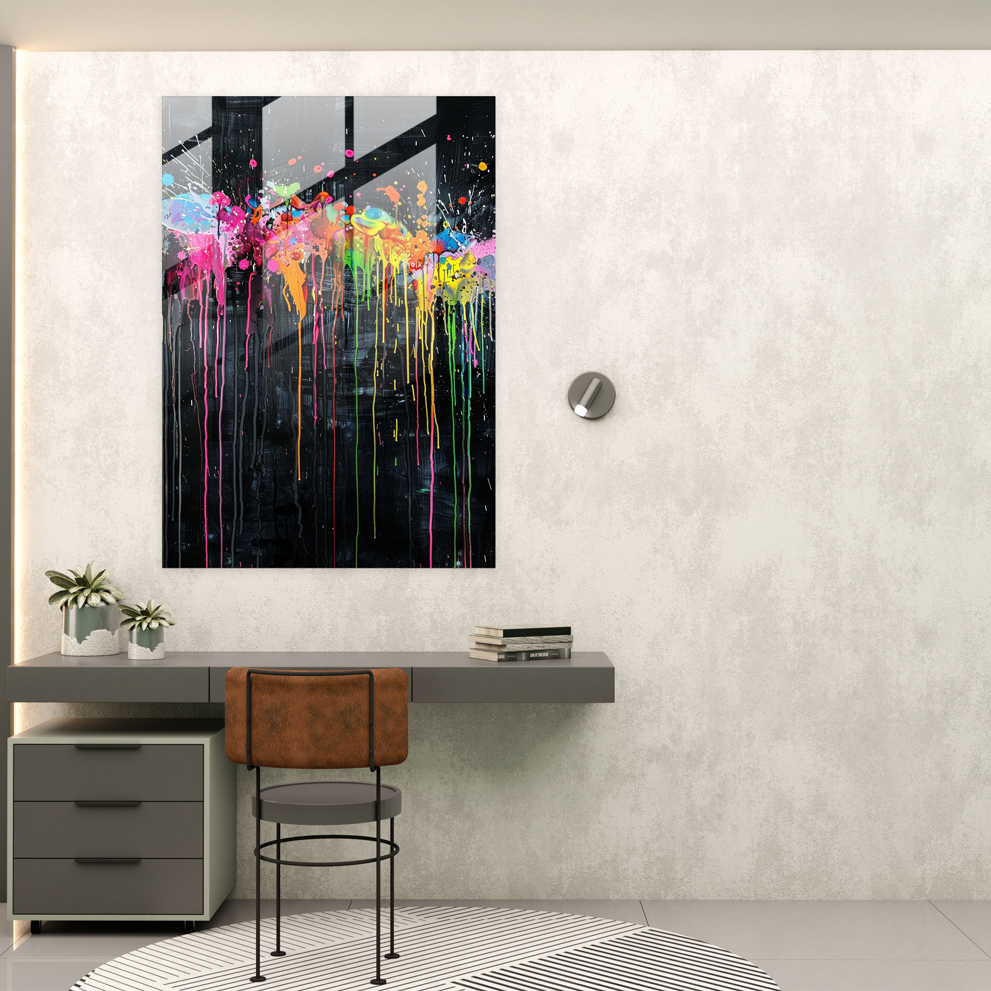 Vibrant Splatters Glass Print - Action Painting, Action Painting, Glass Wall Art, Home Decoration