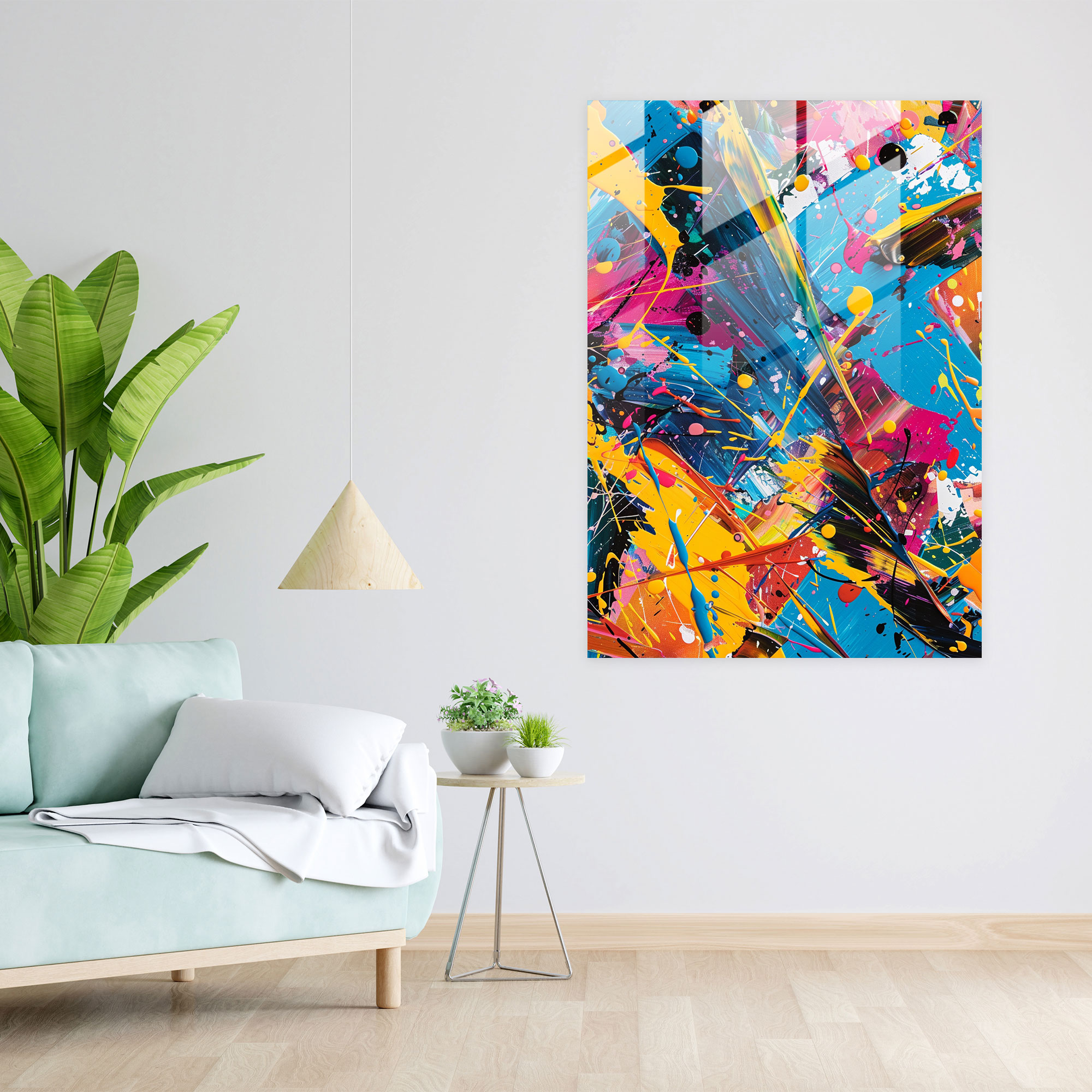 Harmonious Chaos Glass Wall Art - Action Painting, Glass Wall Art, Wall Decoration, Modern Art