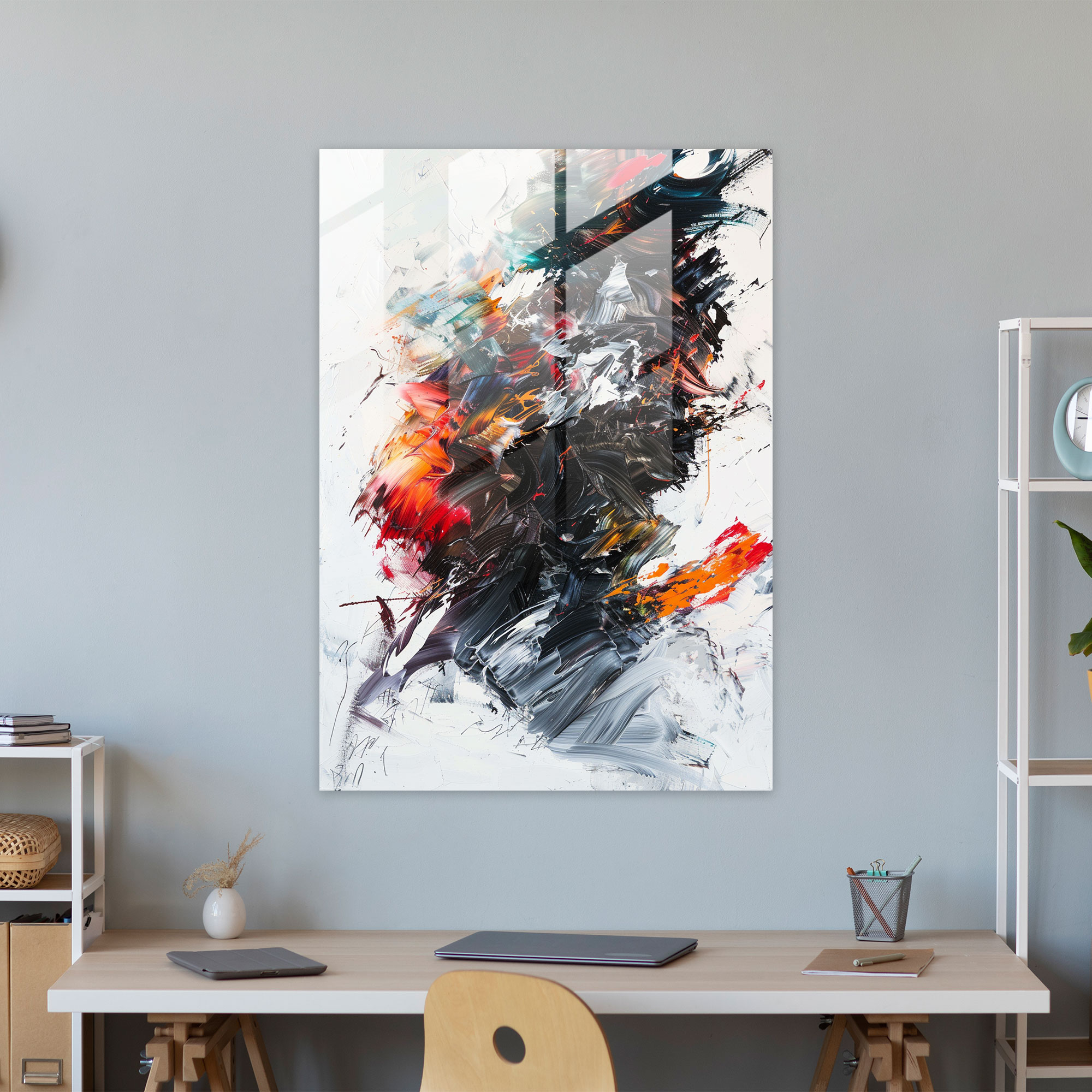 Intense Layers Glass Print - Action Painting, Home Decoration, Glass Wall Art, Glass Print