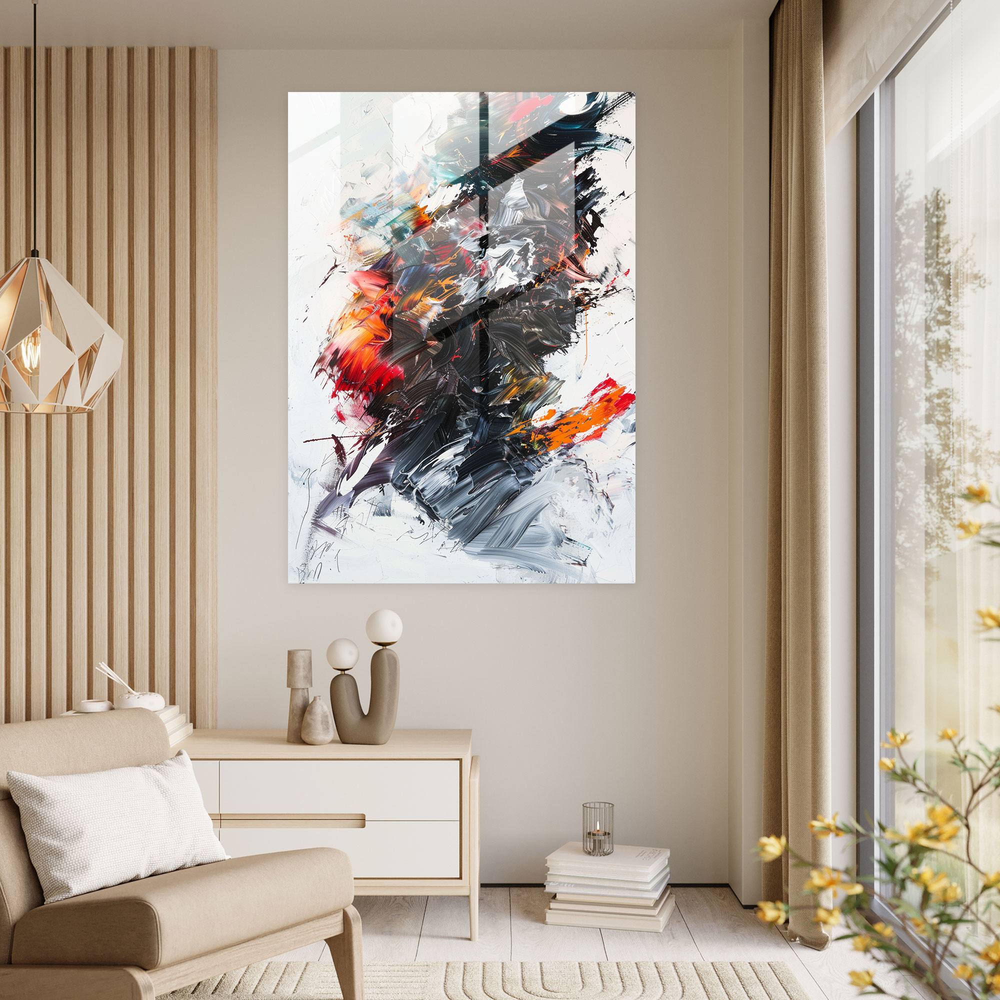 Intense Layers Glass Print - Action Painting, Home Decoration, Glass Wall Art, Glass Print