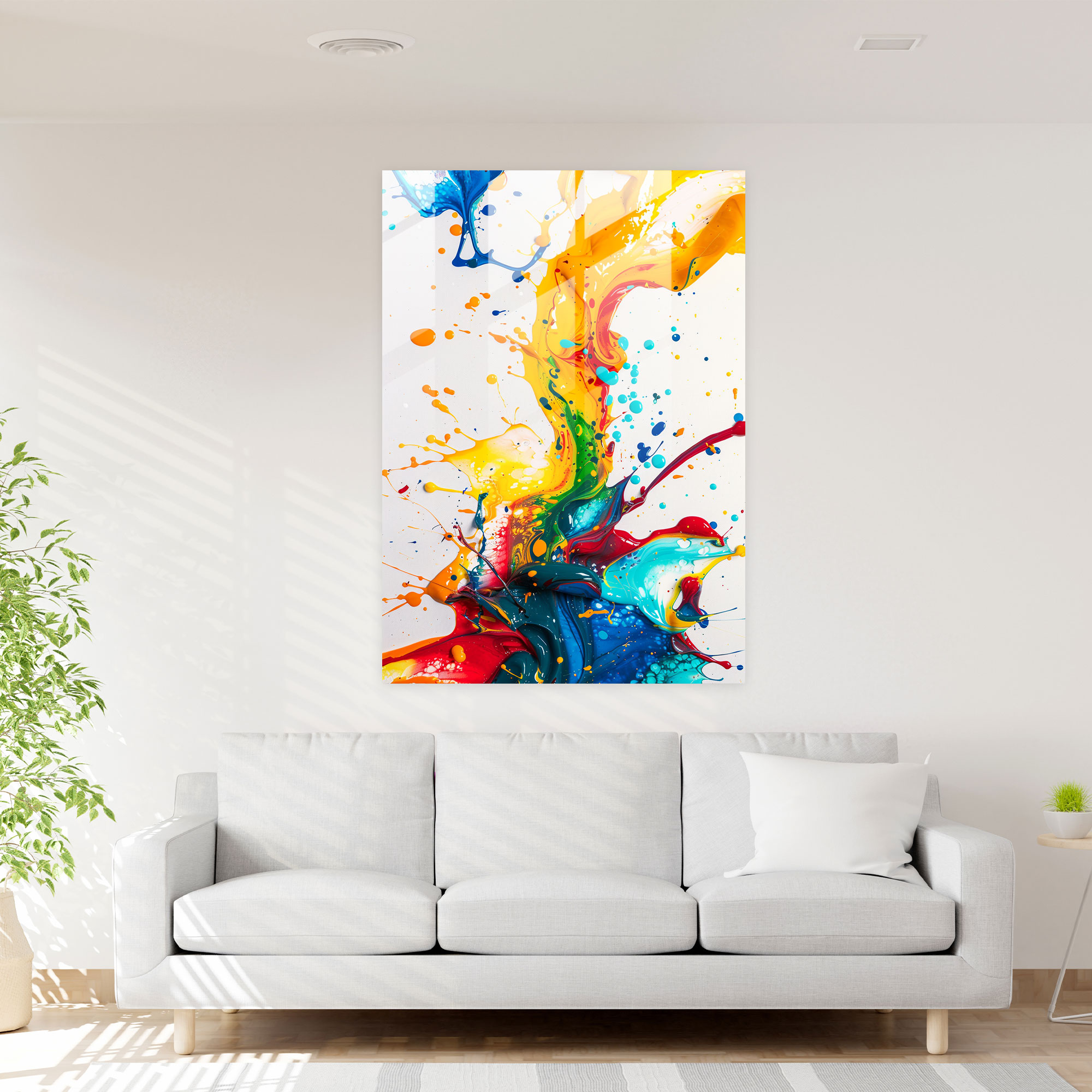 Energetic Swirls Glass Wall Art - Action Painting, Wall Decoration, Action Painting, Home Decoration