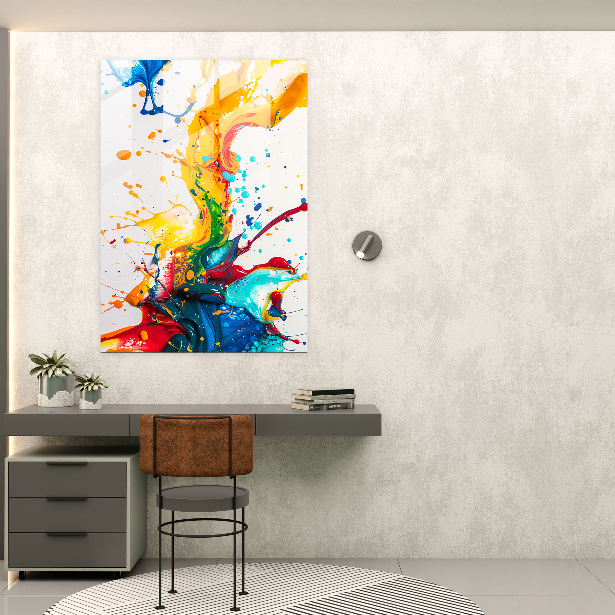 Energetic Swirls Glass Wall Art - Action Painting, Wall Decoration, Action Painting, Home Decoration
