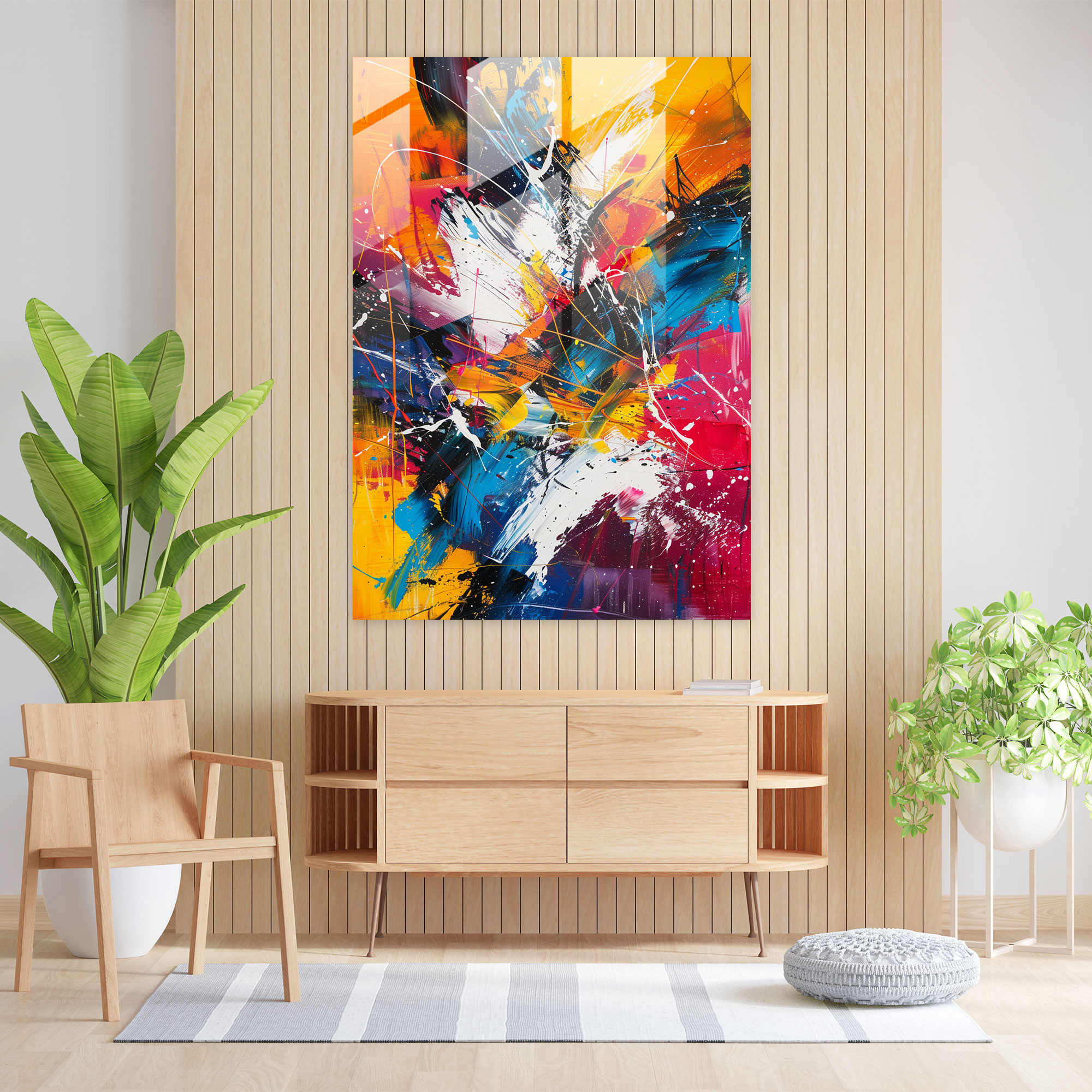 Expressive Riot Glass Print - Action Painting, Wall Decoration, Action Painting, Home Decoration