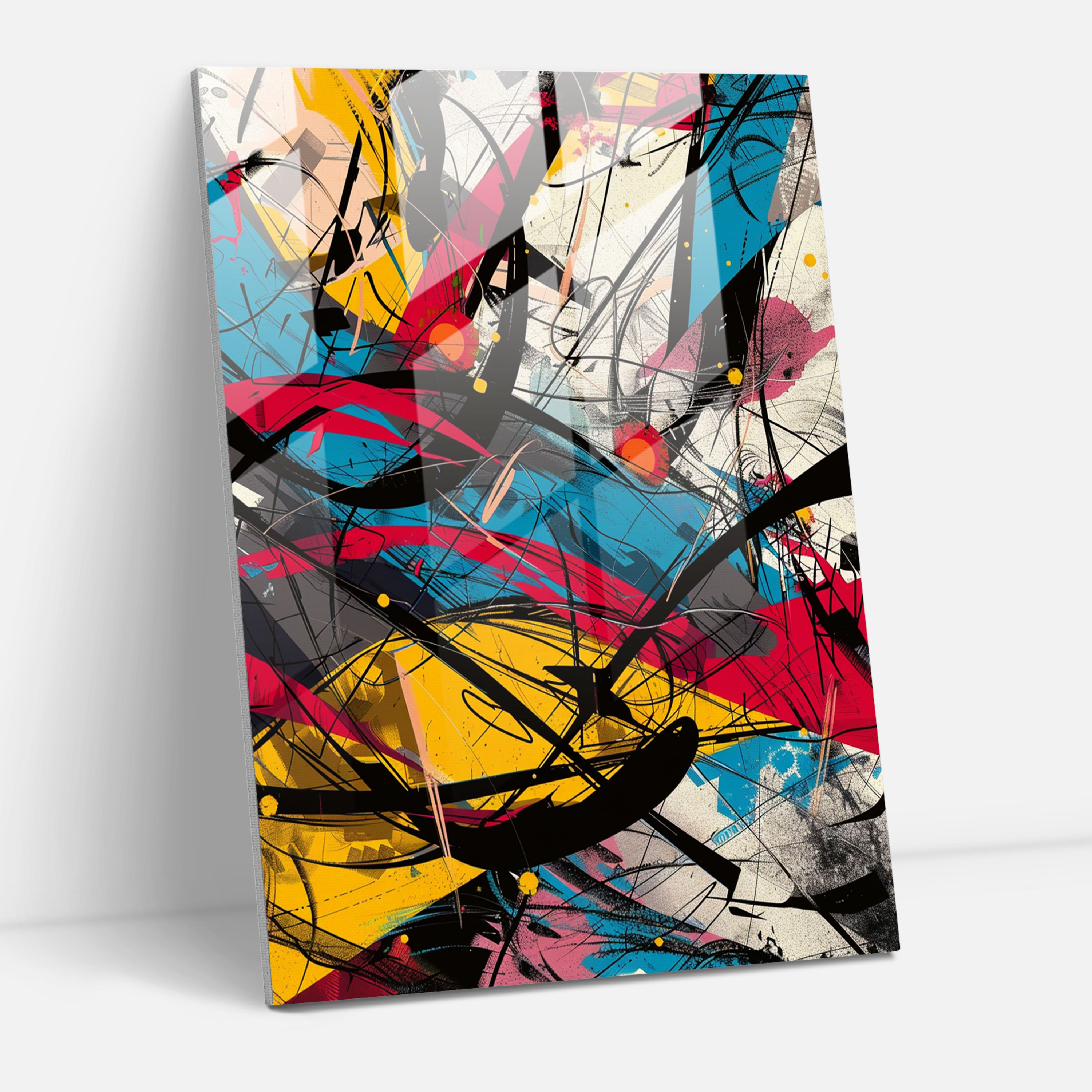 Dynamic Composition Glass Wall Art - Action Painting, Modern Art, Action Painting, Wall Decoration