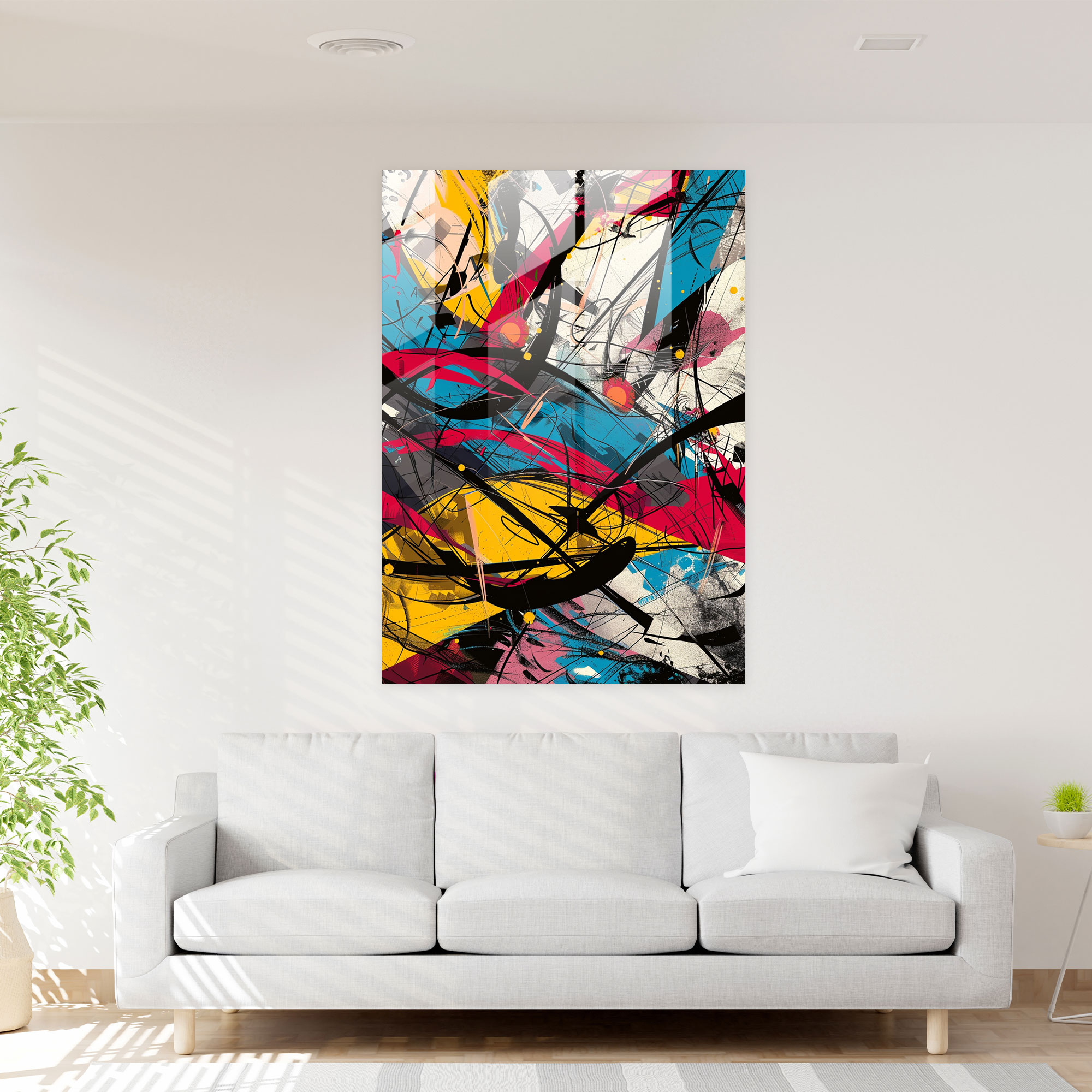 Dynamic Composition Glass Wall Art - Action Painting, Modern Art, Action Painting, Wall Decoration