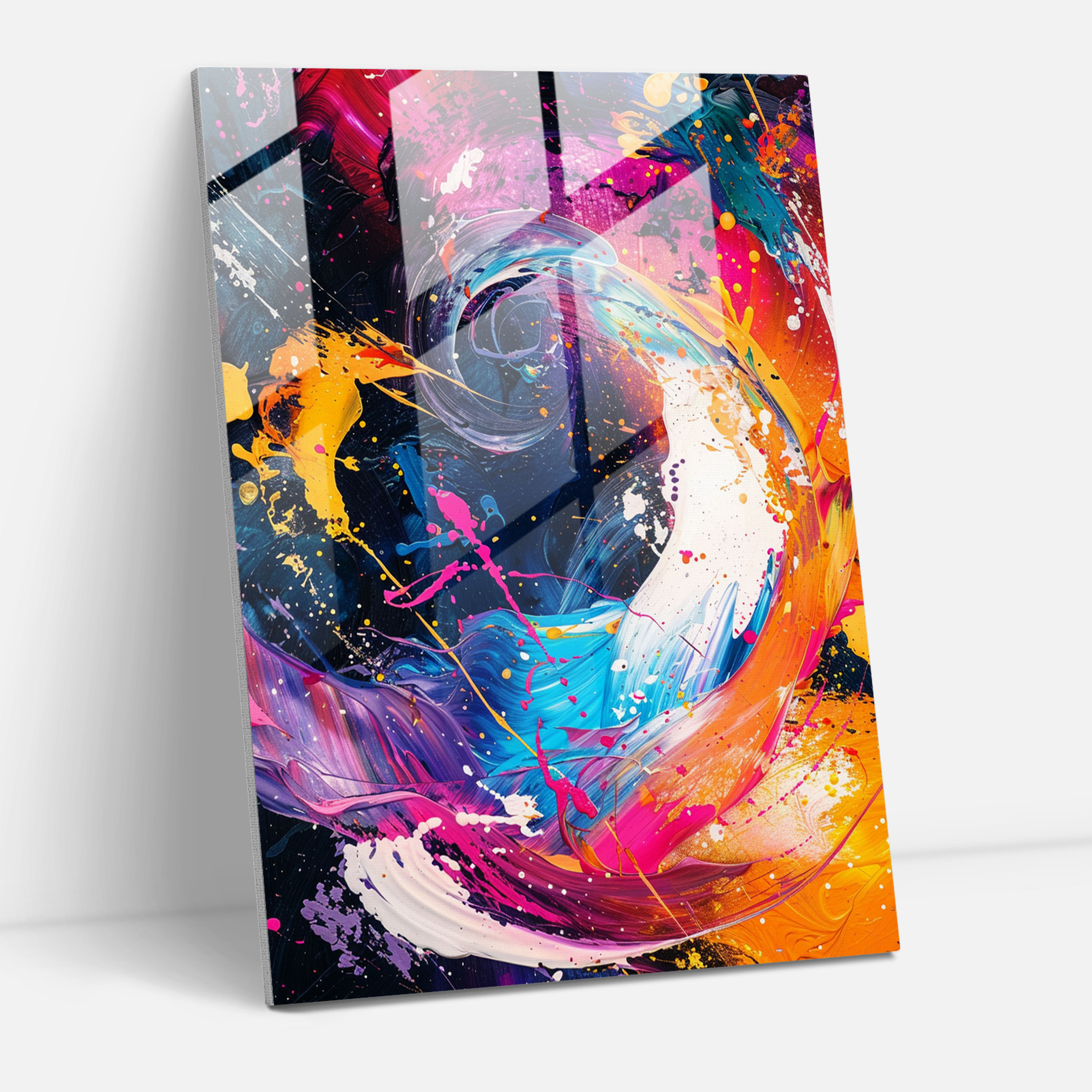 Action Painting Glass Print - Swirls And Splatters - Action Painting, Action Painting, Abstract Art, Wall Decoration