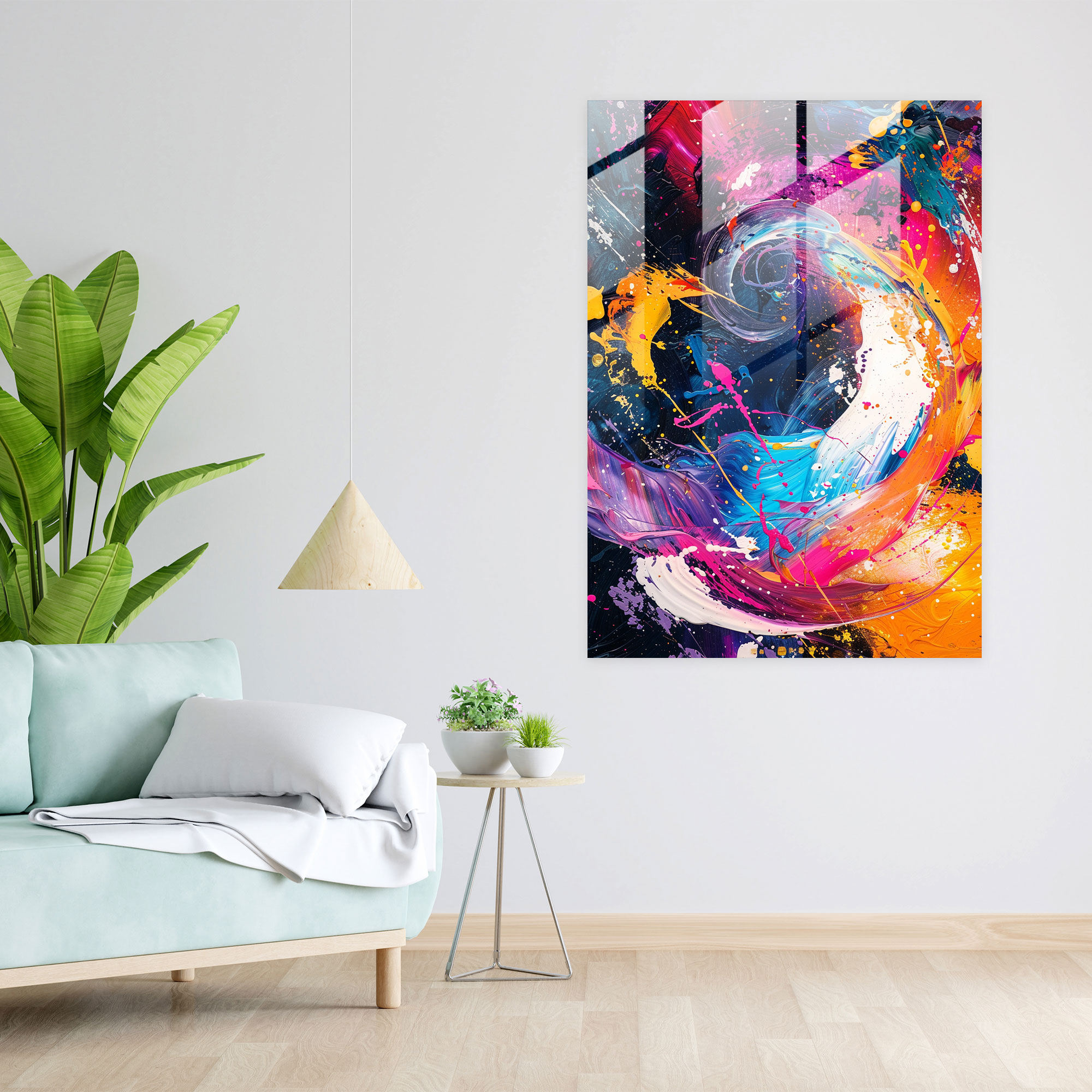 Action Painting Glass Print - Swirls And Splatters - Action Painting, Action Painting, Abstract Art, Wall Decoration