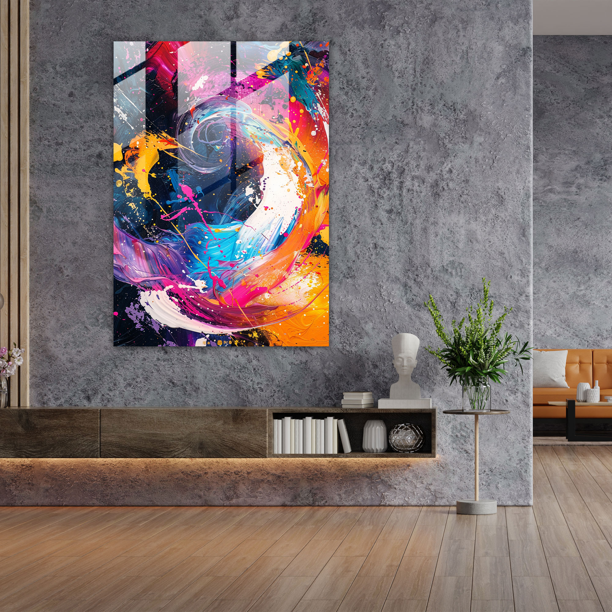 Action Painting Glass Print - Swirls And Splatters - Action Painting, Action Painting, Abstract Art, Wall Decoration
