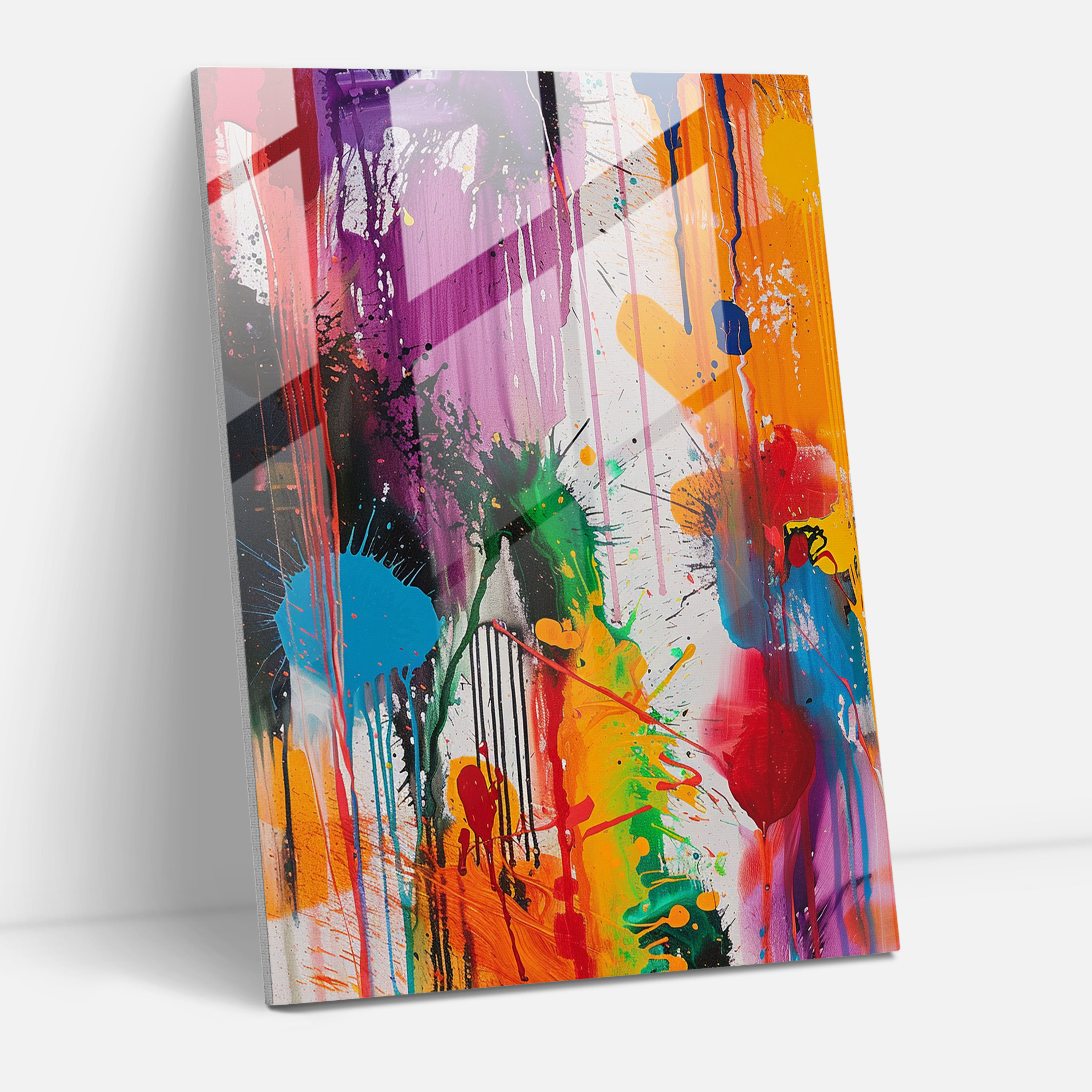 Action Painting Glass Wall Art - Brush Strokes And Drips - Action Painting, Abstract Art, Wall Decoration, Home Decoration