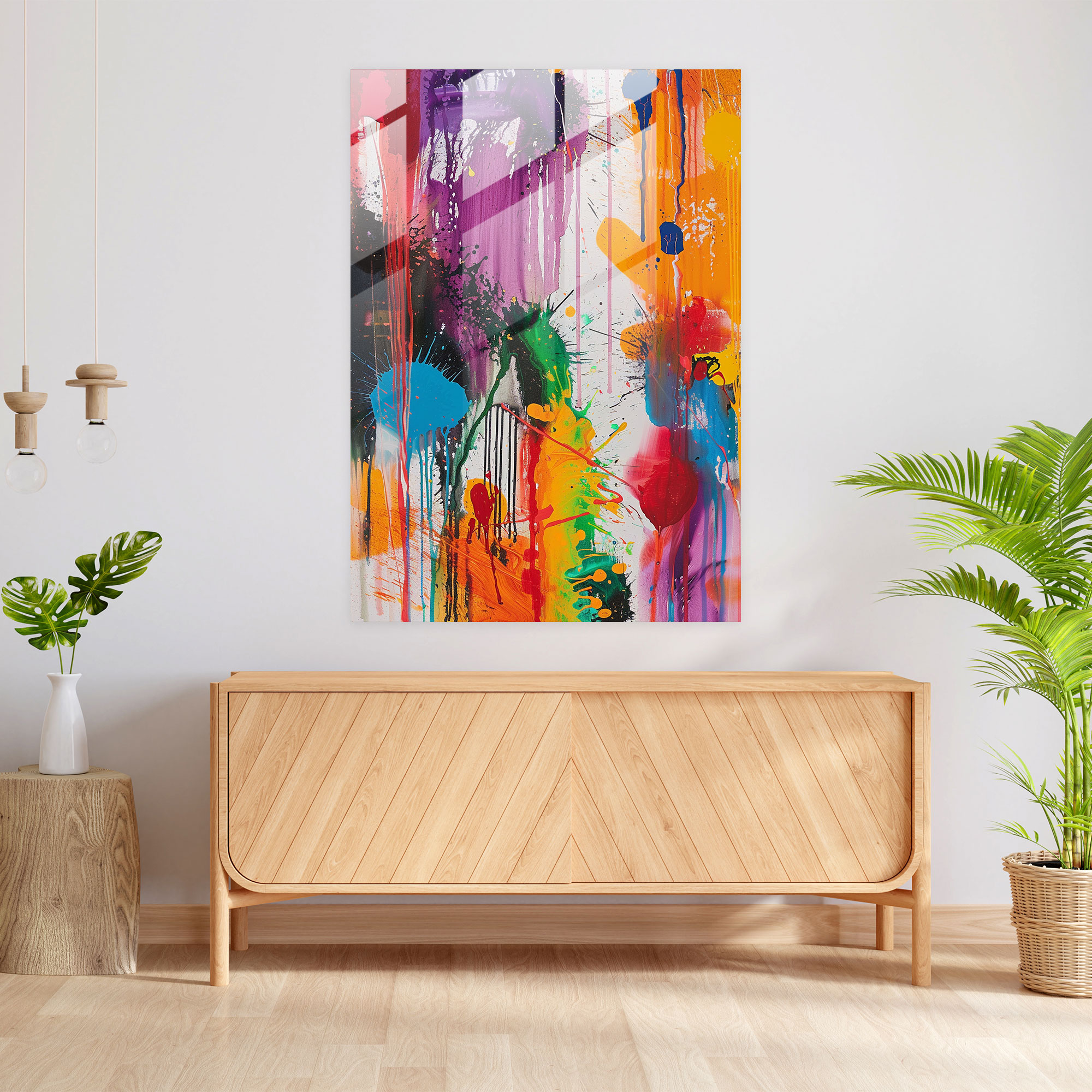 Action Painting Glass Wall Art - Brush Strokes And Drips - Action Painting, Abstract Art, Wall Decoration, Home Decoration