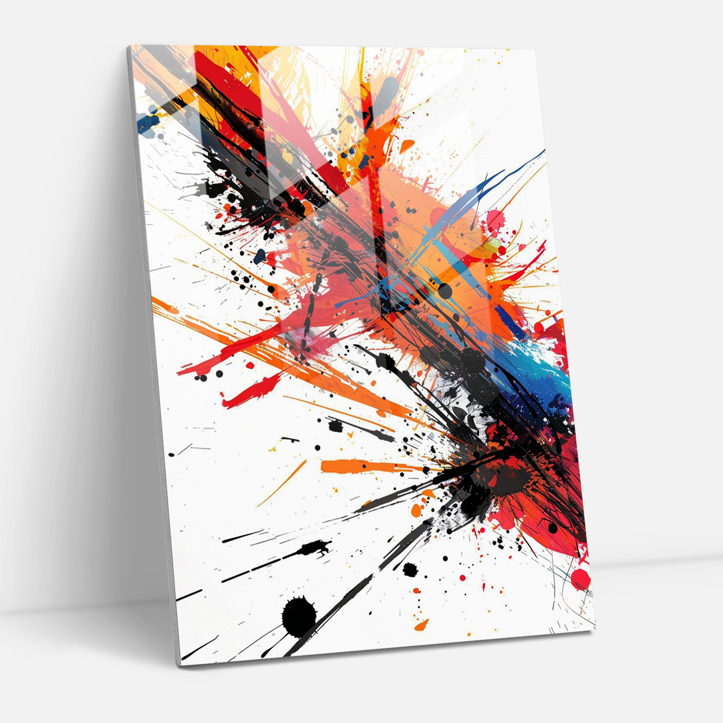 Action Painting Home Decoration - Paint Splatters And Lines - Action Painting, Glass Print, Action Painting, Abstract Art