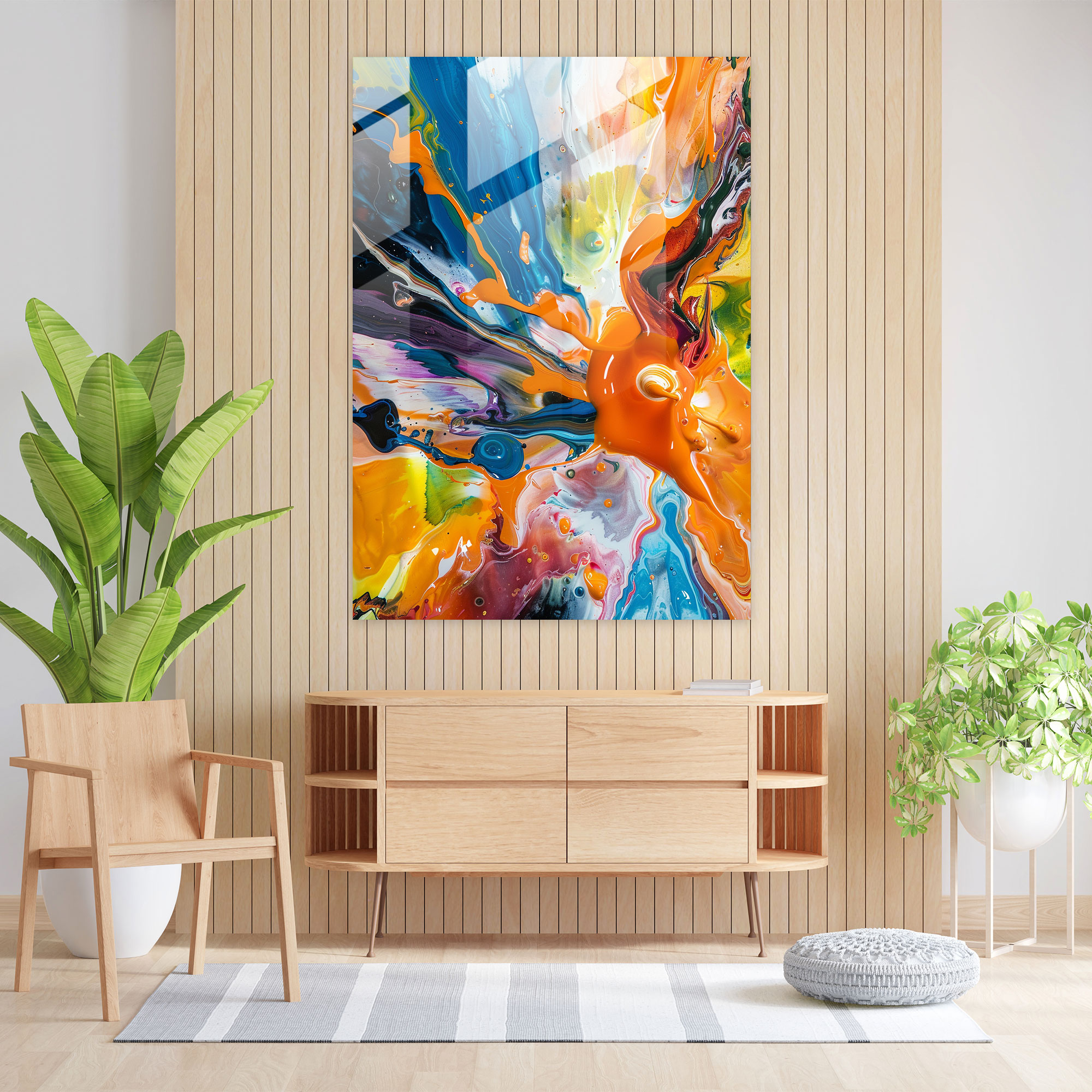 Action Painting Glass Art - Fluid Movements And Bright Colors - Action Painting, Wall Decoration, Colorful Art, Modern Art