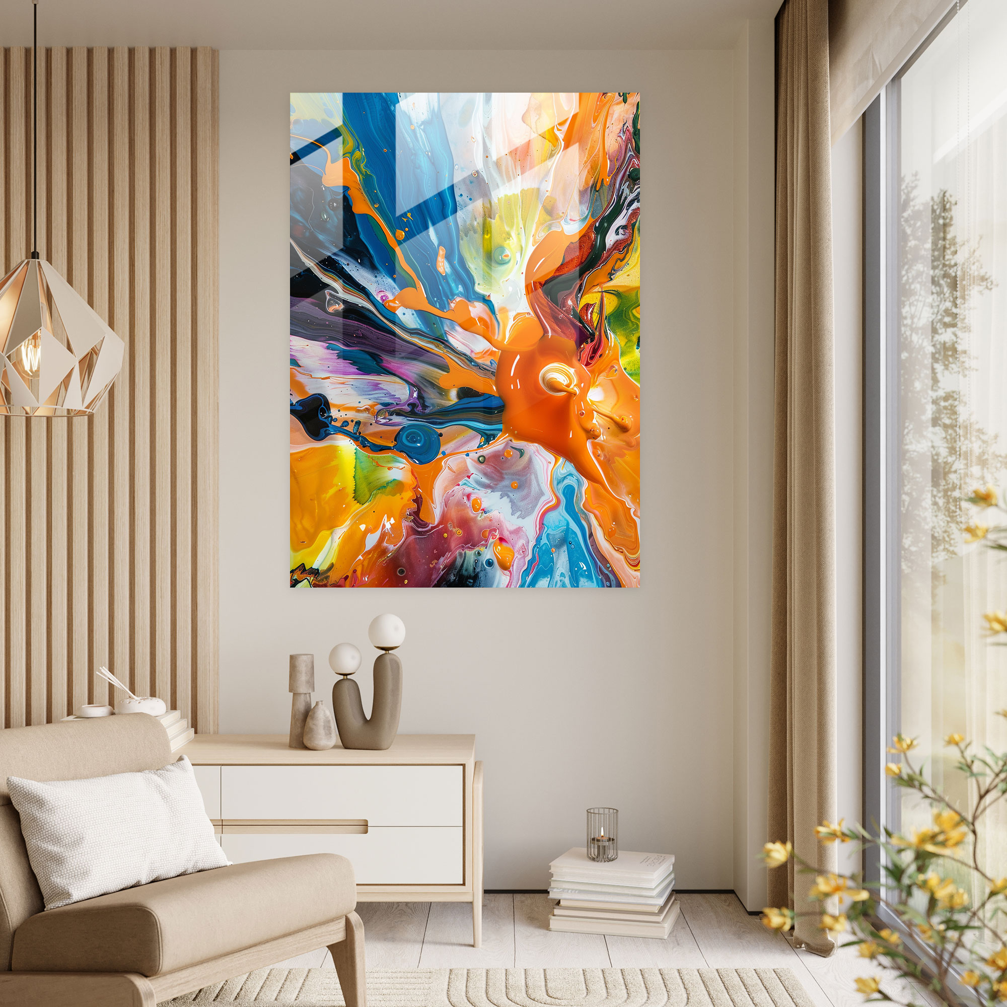 Action Painting Glass Art - Fluid Movements And Bright Colors - Action Painting, Wall Decoration, Colorful Art, Modern Art