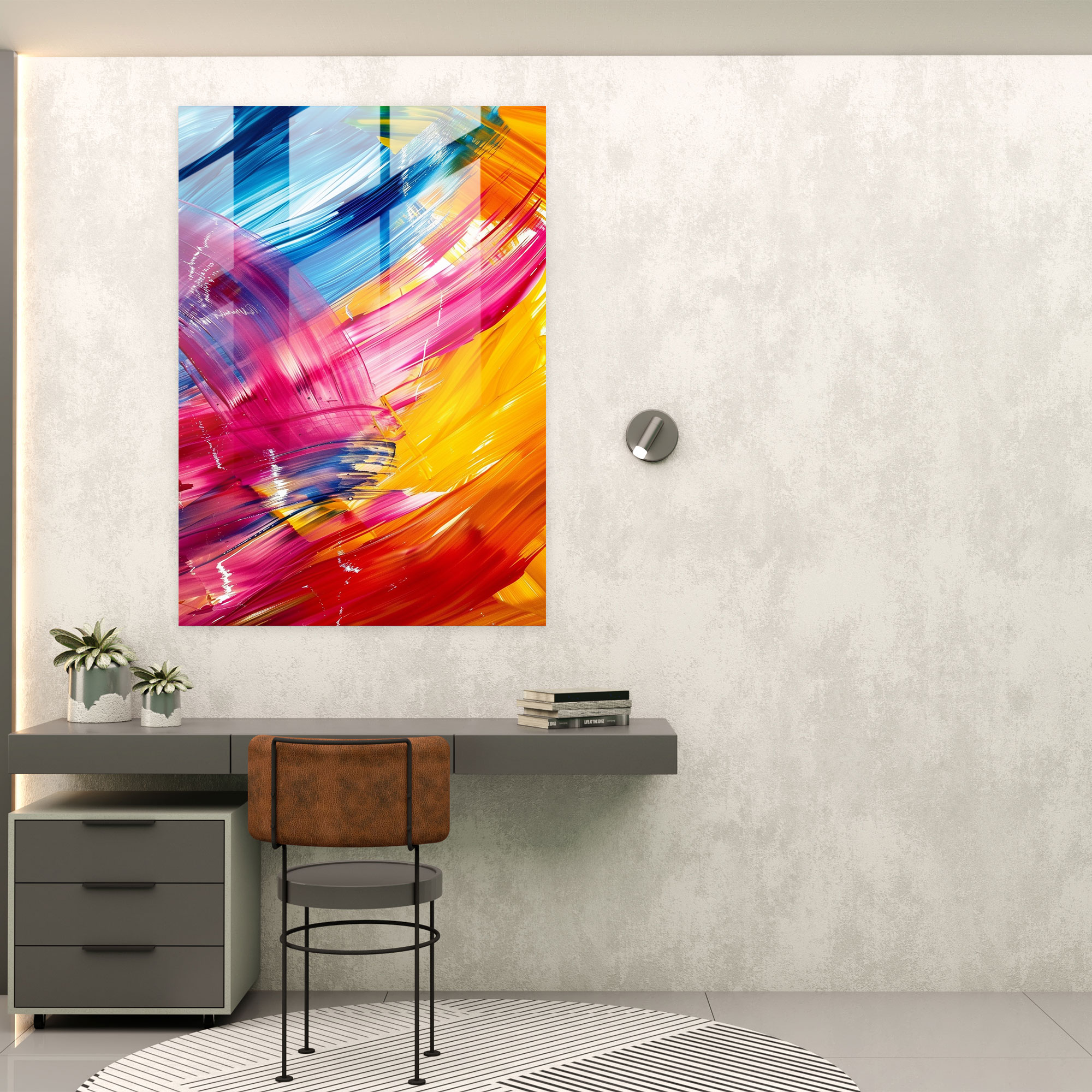 Action Painting Glass Print - Dynamic Lines And Vibrant Hues - Action Painting, Glass Print, Action Painting, Abstract Art