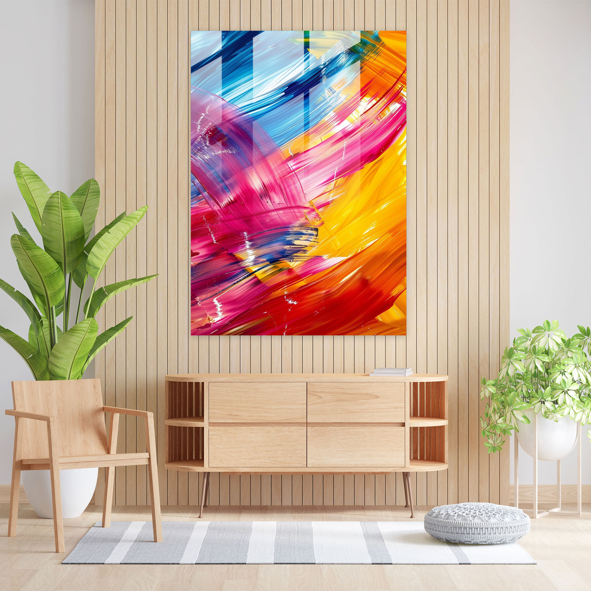 Action Painting Glass Print - Dynamic Lines And Vibrant Hues - Action Painting, Glass Print, Action Painting, Abstract Art