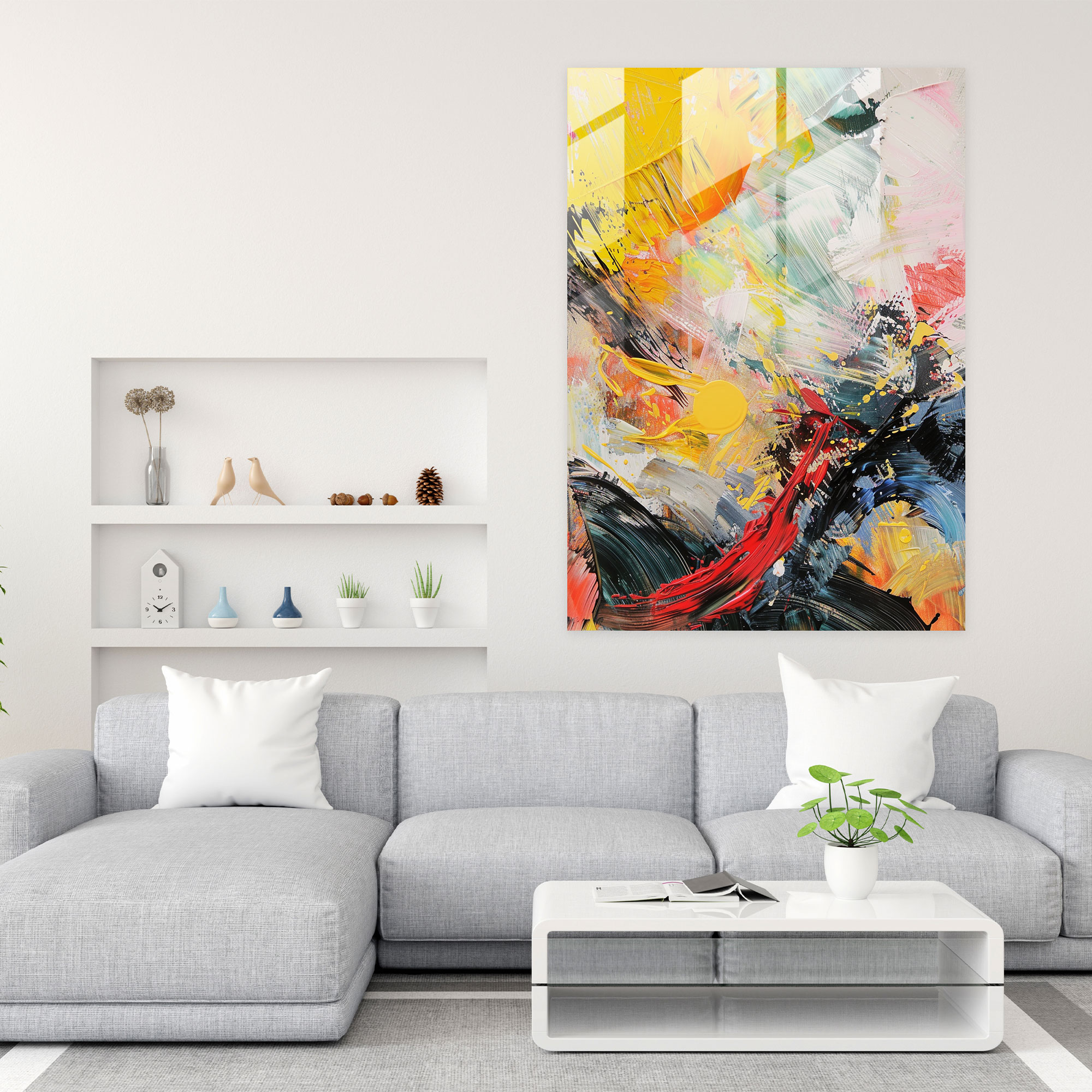 Action Painting Glass Wall Art - Expressive Brushstrokes And Abstract Forms - Action Painting, Action Painting, Wall Decoration, Abstract Art