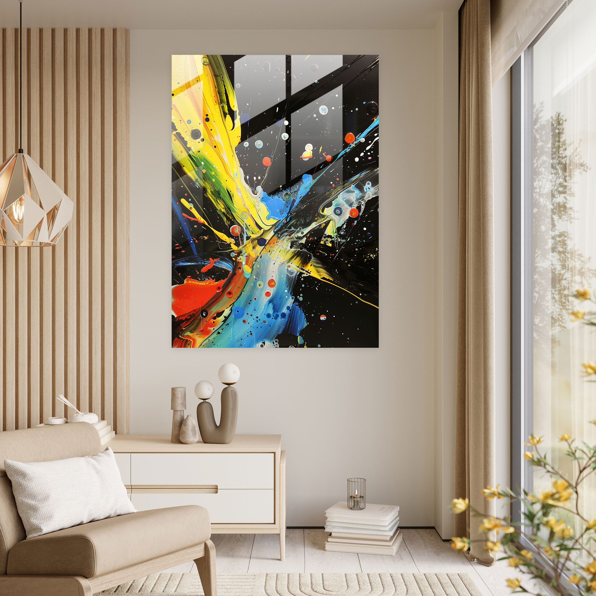 Action Painting Glass Art - Bold Splatters And Fluid Shapes - Action Painting, Abstract Art, Glass Art, Colorful Art