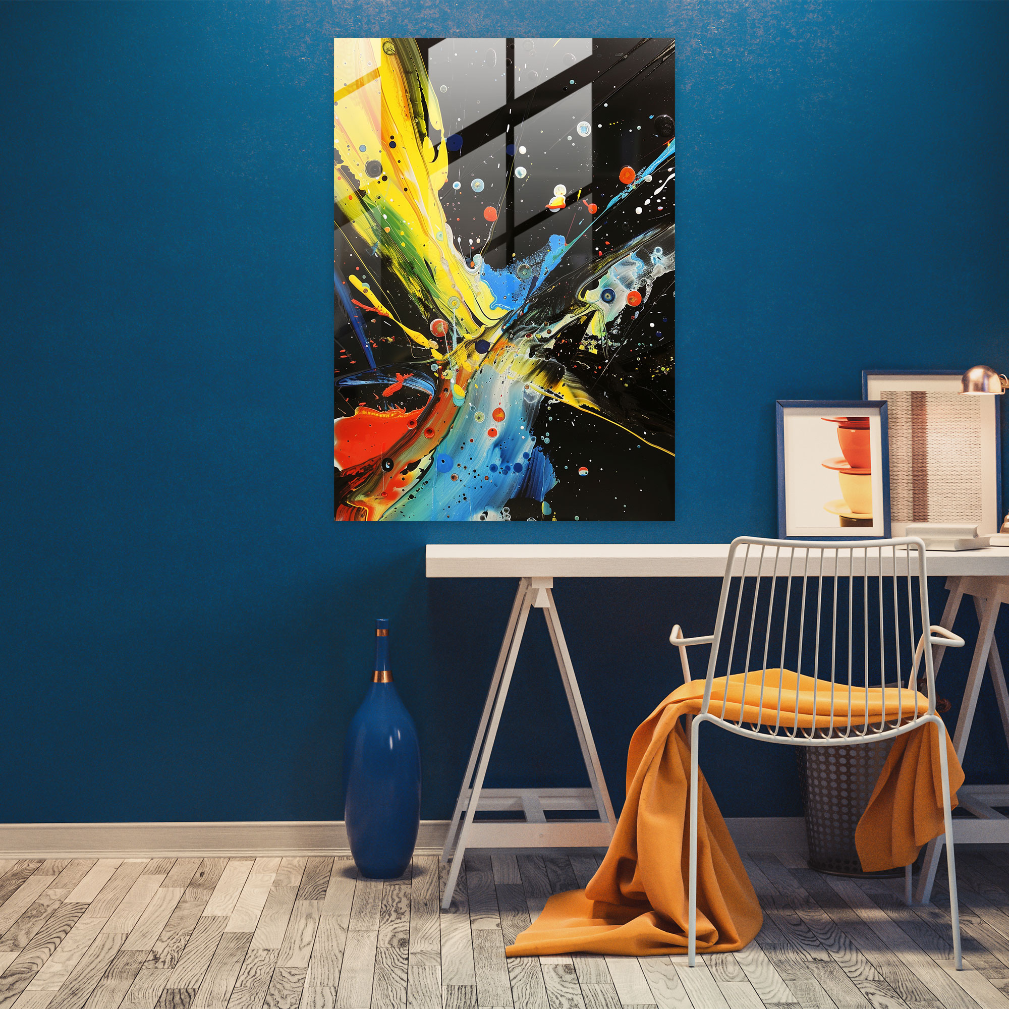 Action Painting Glass Art - Bold Splatters And Fluid Shapes - Action Painting, Abstract Art, Glass Art, Colorful Art