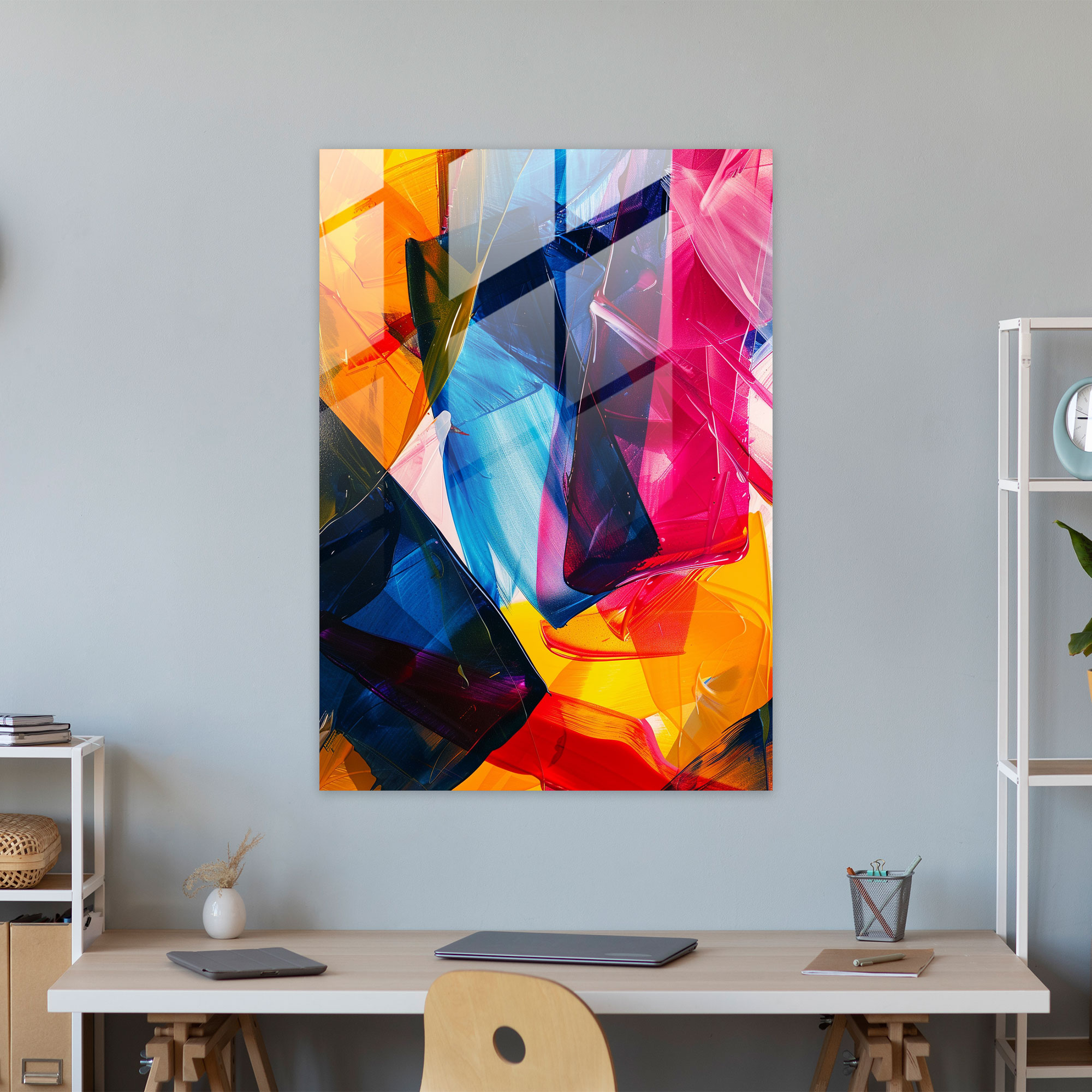 Abstract Shapes Action Painting Glass Print - Action Painting, Action Painting, Modern Art, Home Decoration
