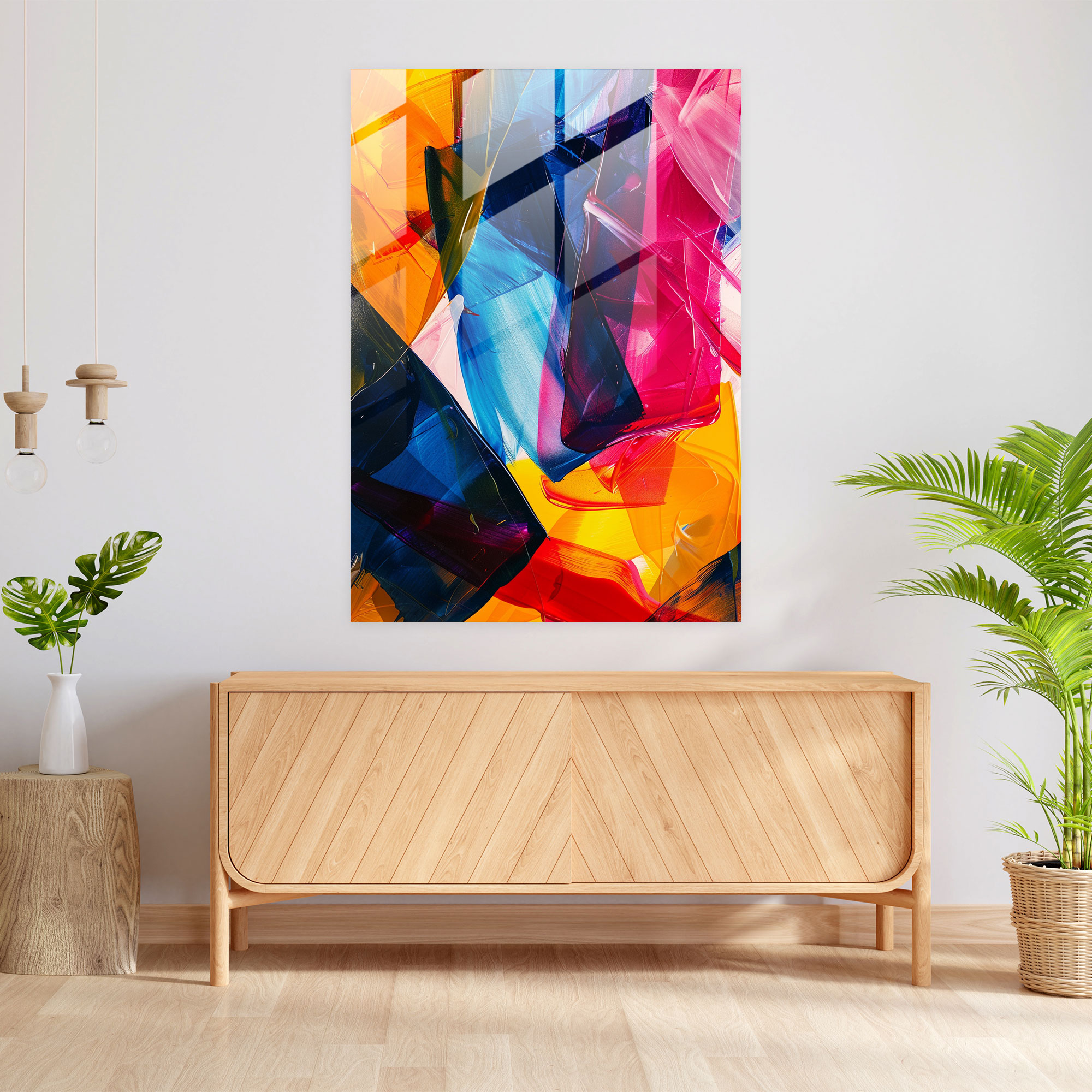 Abstract Shapes Action Painting Glass Print - Action Painting, Action Painting, Modern Art, Home Decoration