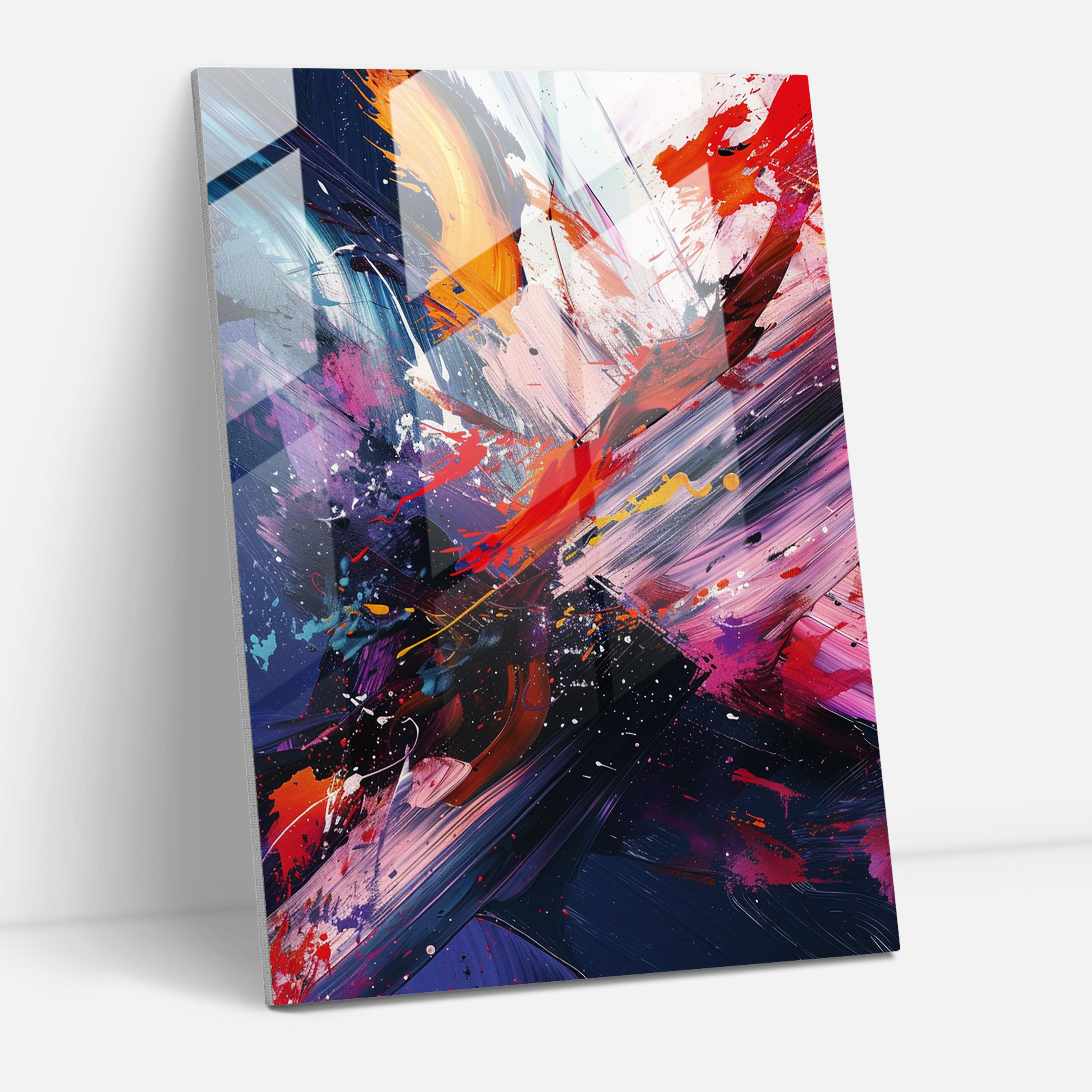Dynamic Brush Strokes Action Painting Glass Wall Art - Action Painting, Wall Decoration, Action Painting, Glass Wall Art