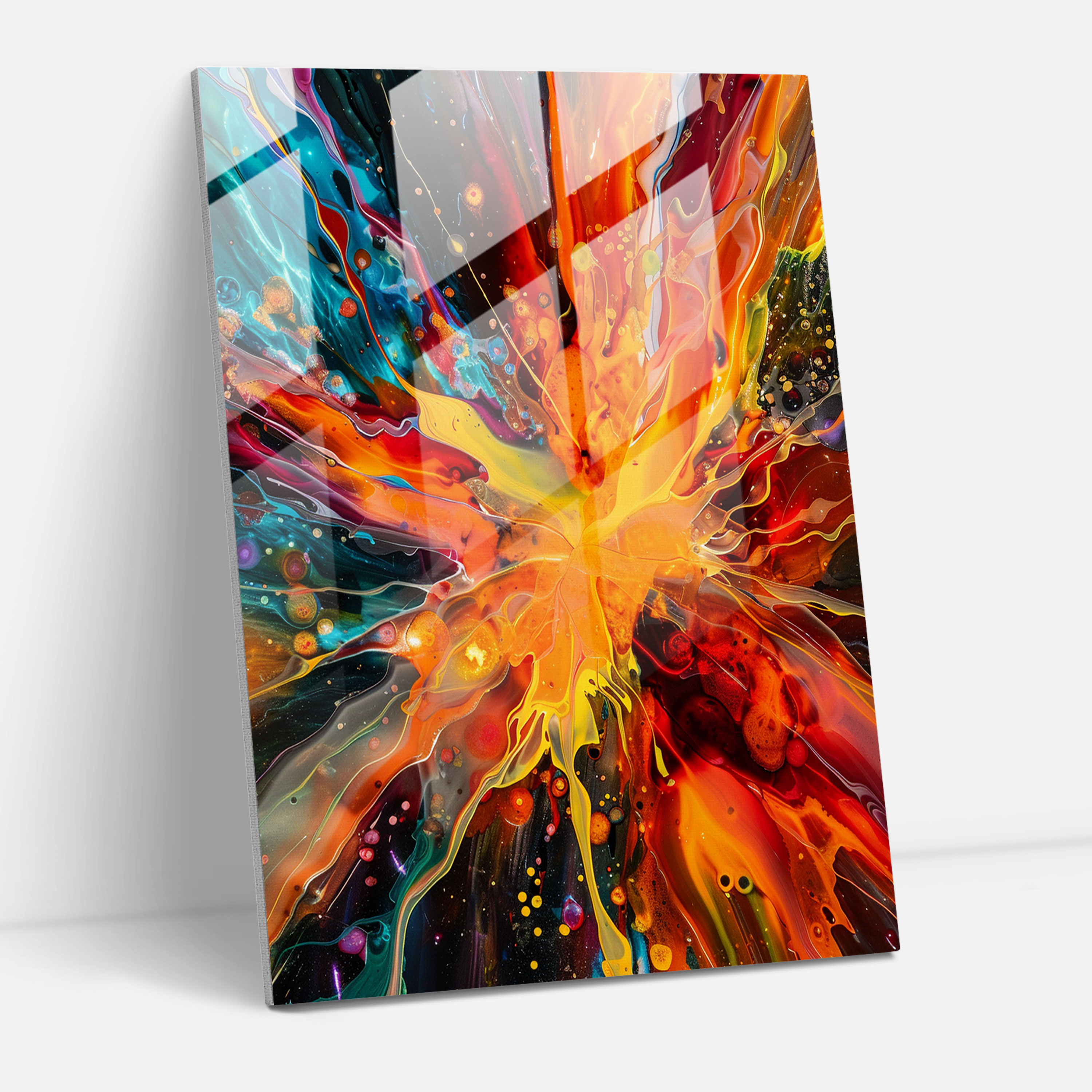 Explosive Bursts Action Painting Glass Art - Action Painting, Action Painting, Glass Art, Modern Art