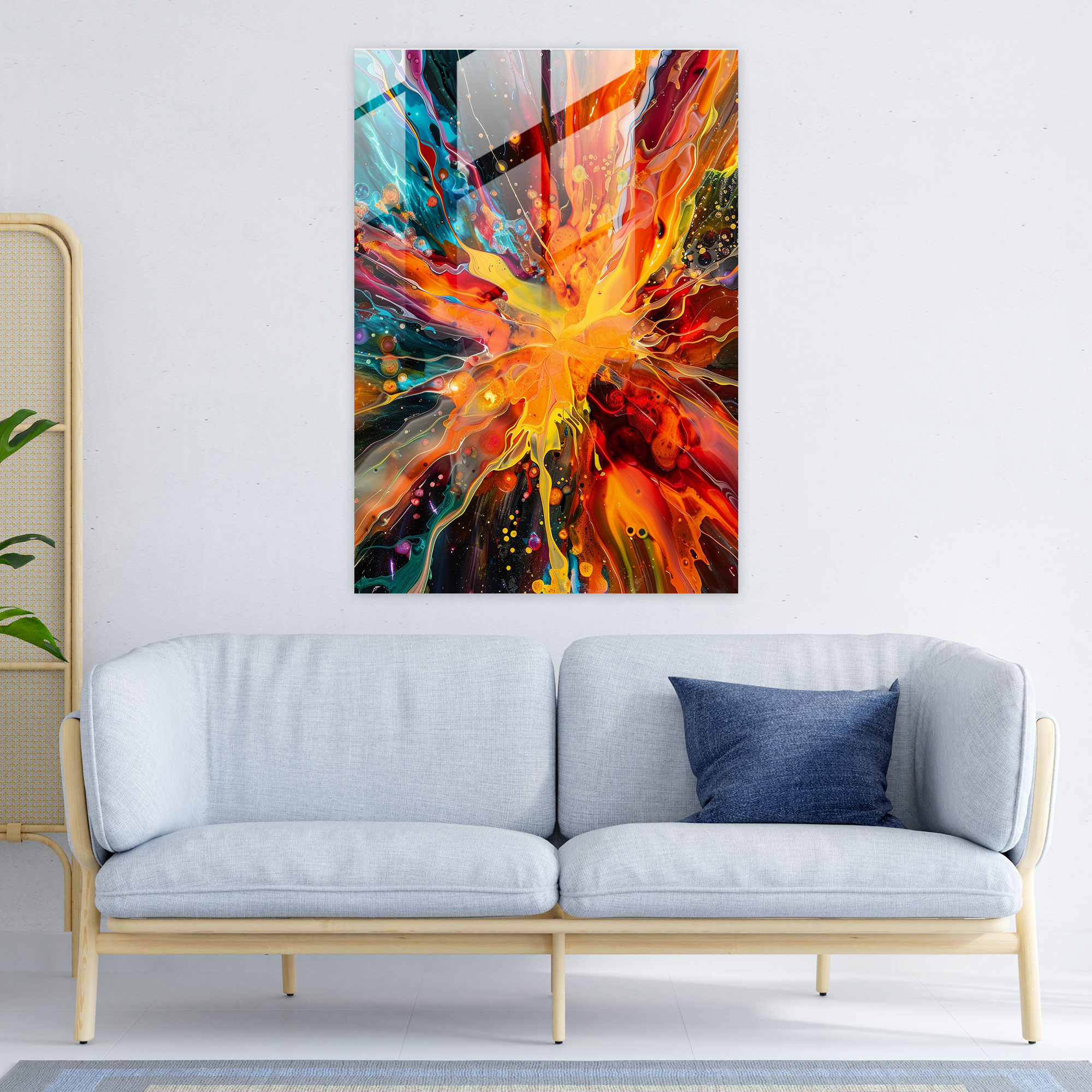 Explosive Bursts Action Painting Glass Art - Action Painting, Action Painting, Glass Art, Modern Art