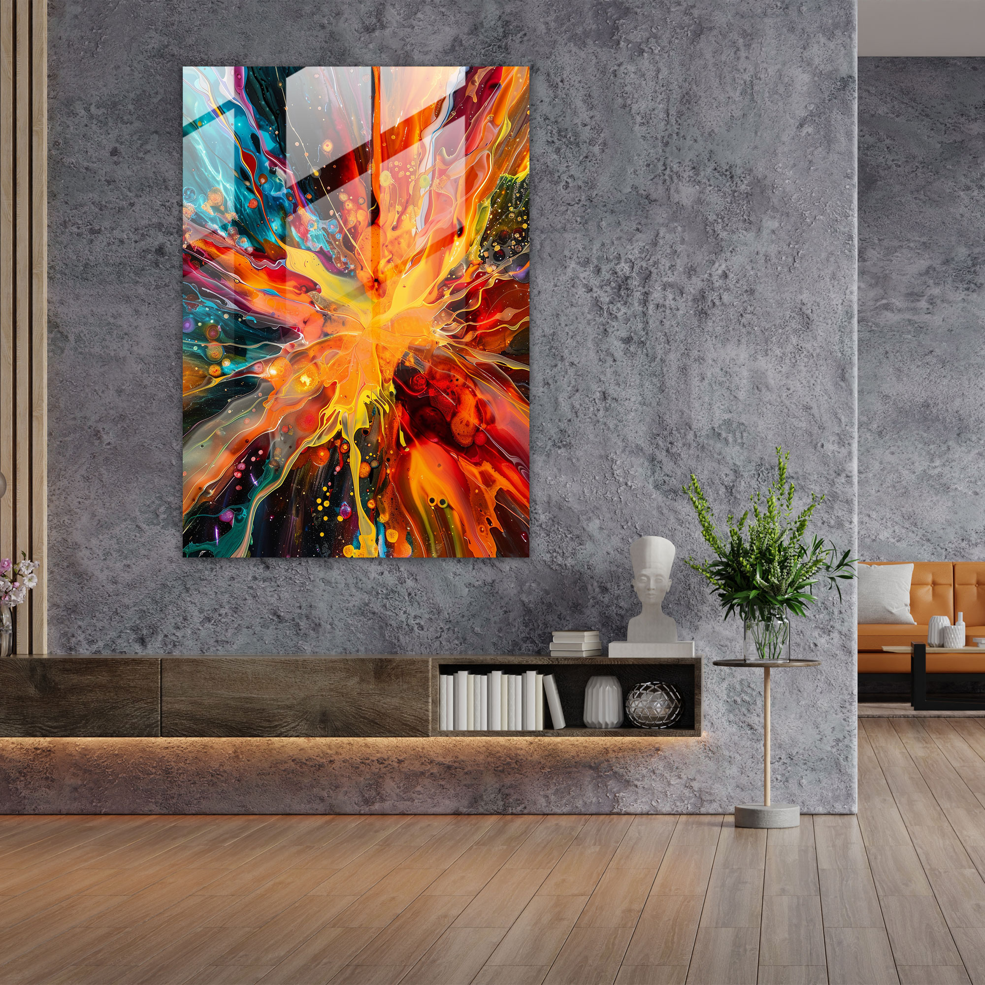 Explosive Bursts Action Painting Glass Art - Action Painting, Action Painting, Glass Art, Modern Art