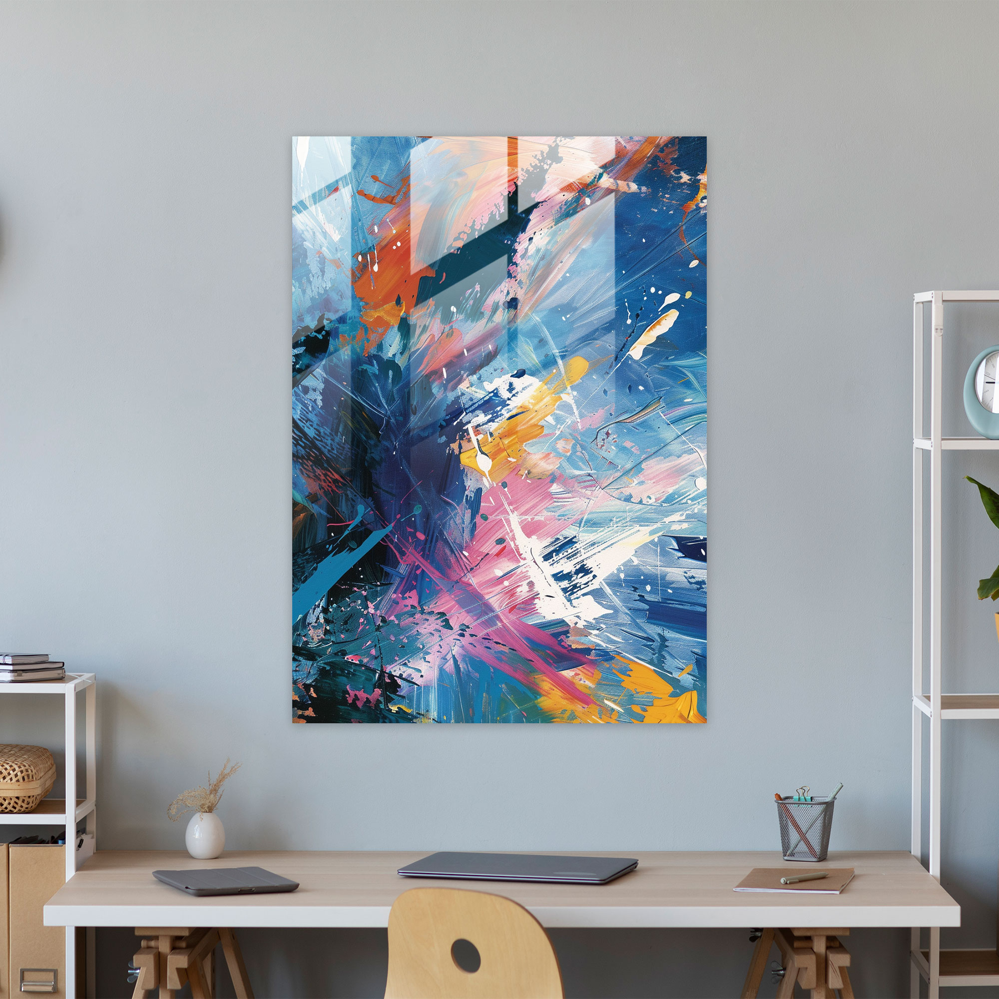 Chaotic Brush Strokes Action Painting Glass Print - Action Painting, Wall Decoration, Action Painting, Glass Art