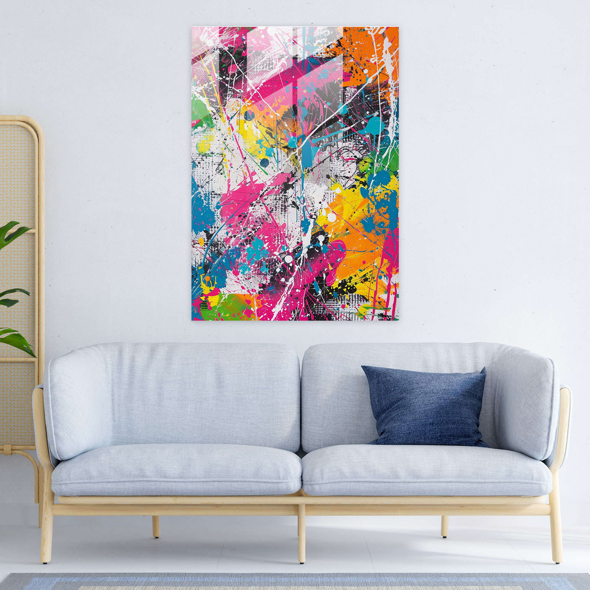 Abstract Patterns Action Painting Wall Decoration - Action Painting, Wall Decoration, Glass Print, Modern Art
