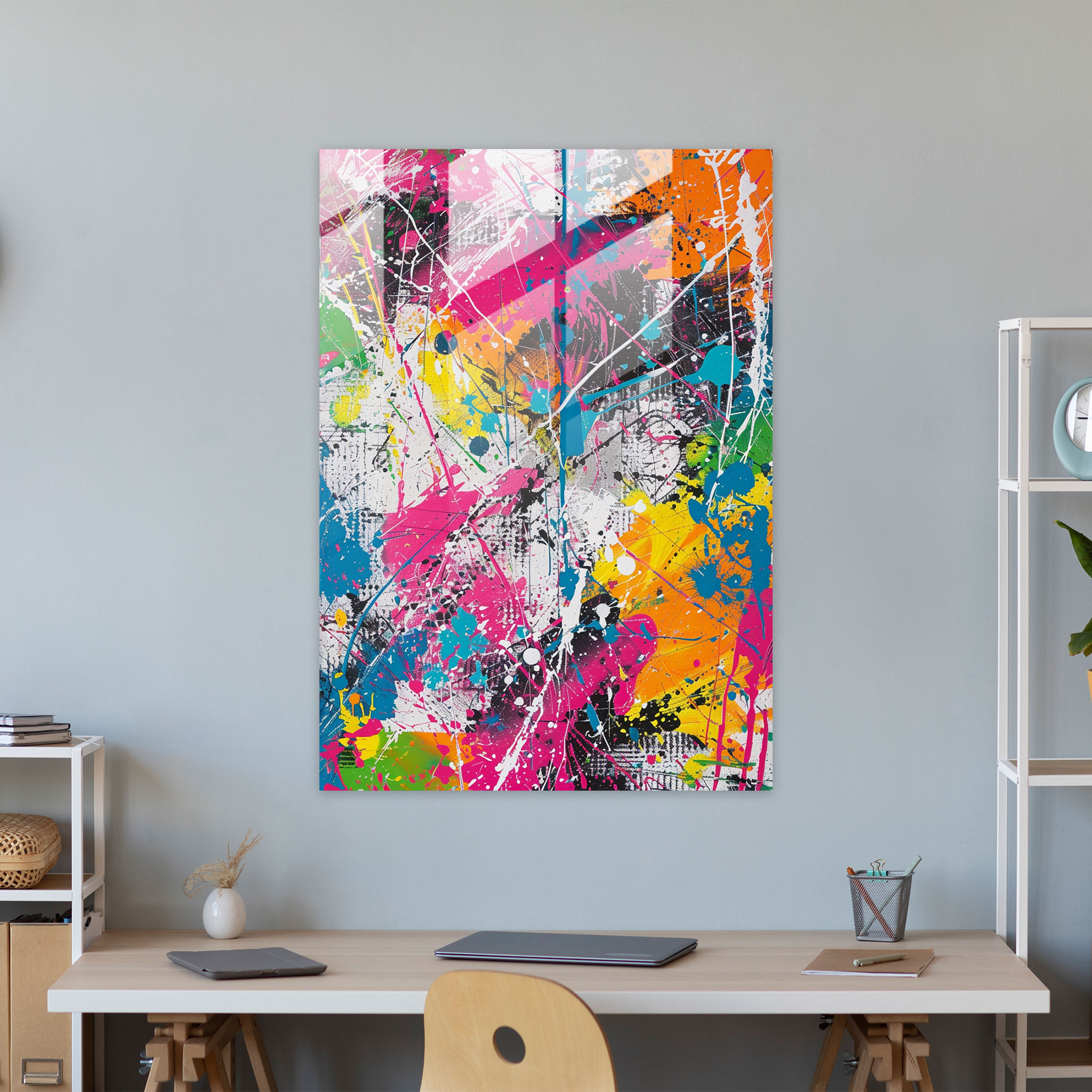 Abstract Patterns Action Painting Wall Decoration - Action Painting, Wall Decoration, Glass Print, Modern Art