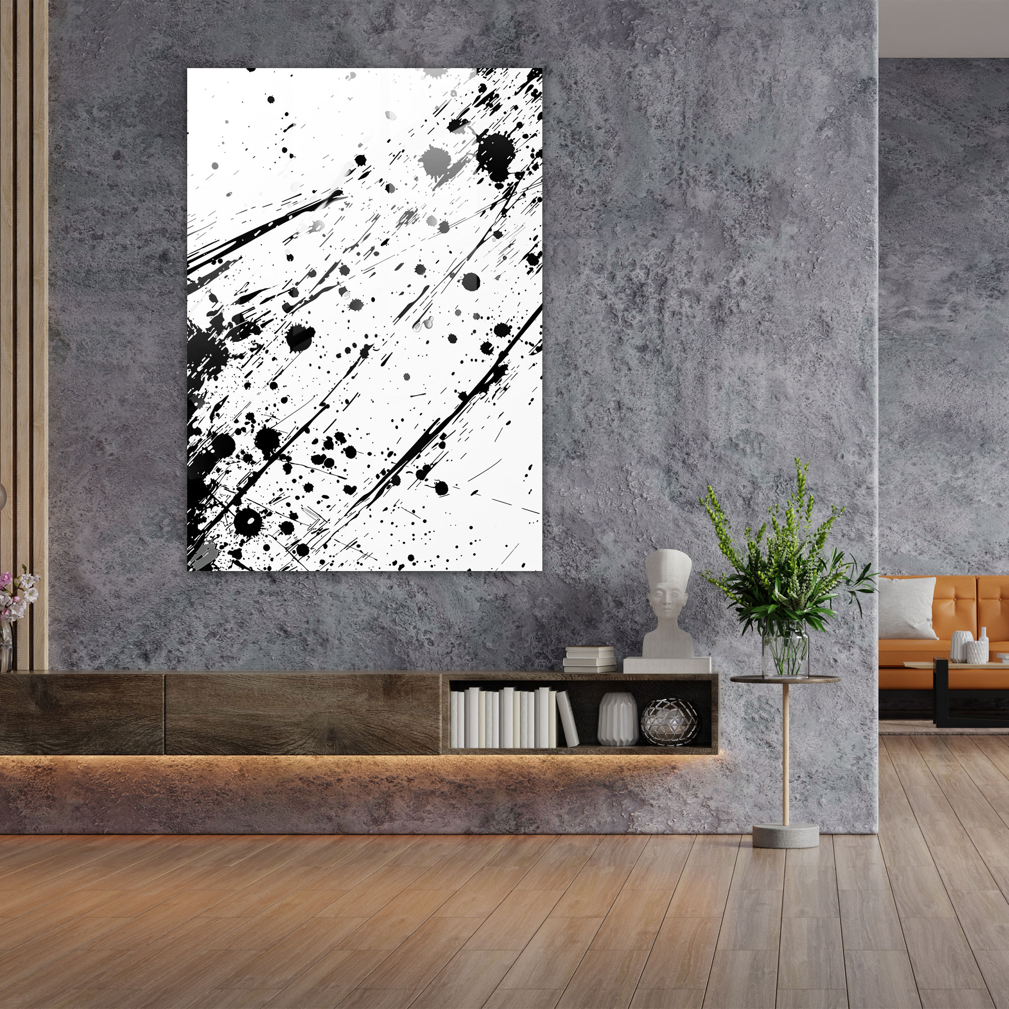 Bold Splatter Action Painting Glass Print - Action Painting, Glass Art, Home Decoration, Wall Decoration