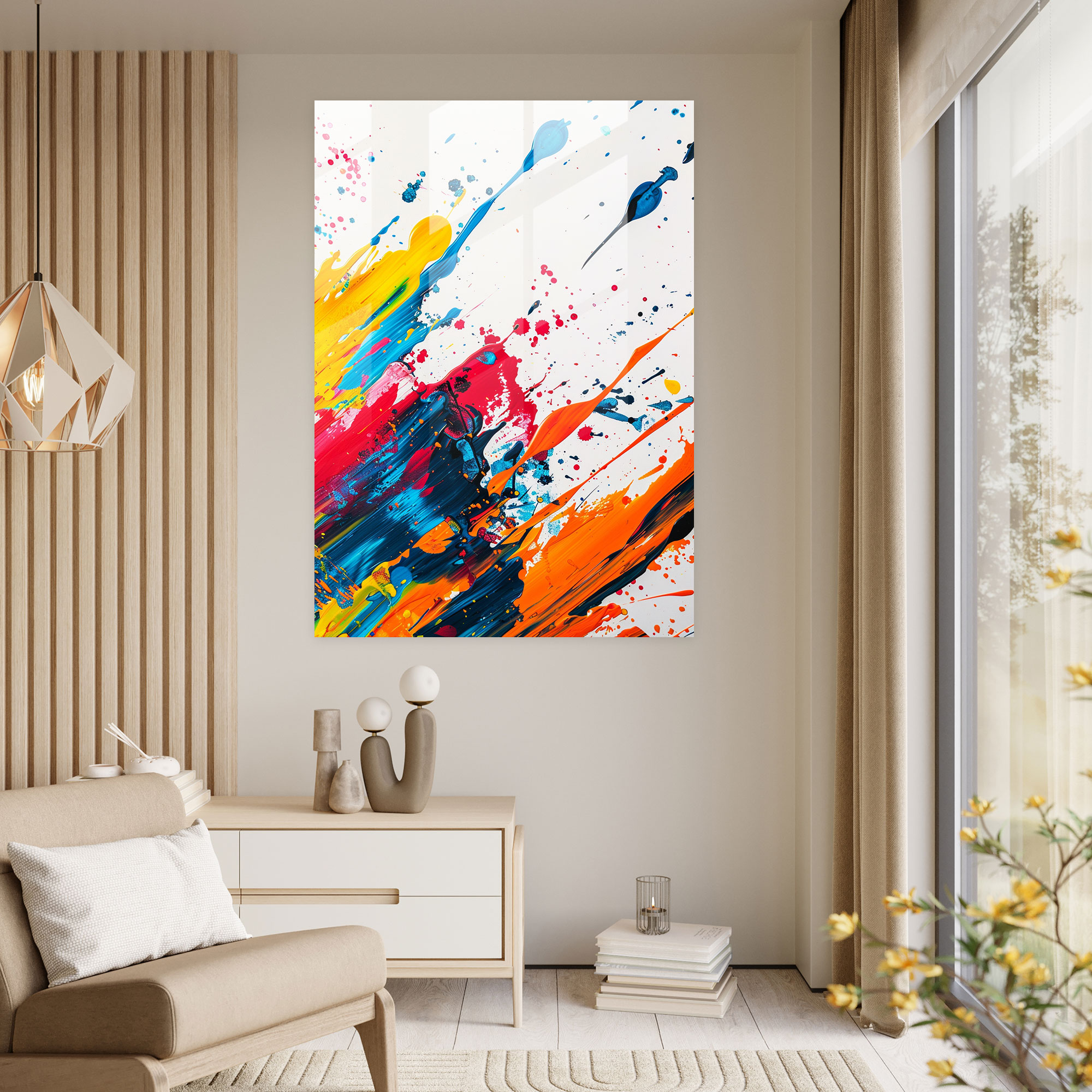 Colorful Splashes Action Painting Glass Print - Action Painting, Glass Print, Action Painting, Glass Art