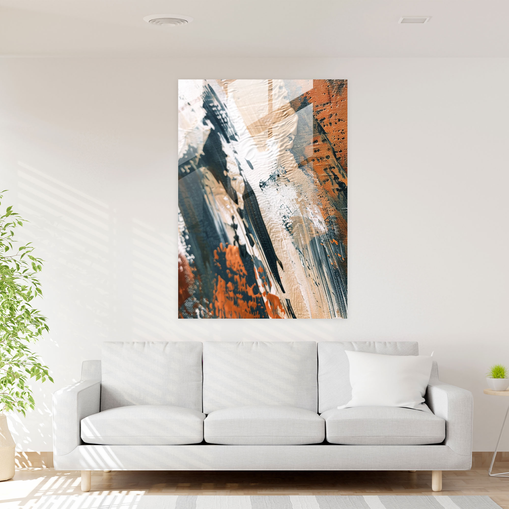 Earthy Action Painting Glass Wall Art - Action Painting, Wall Decoration, Home Decoration, Action Painting