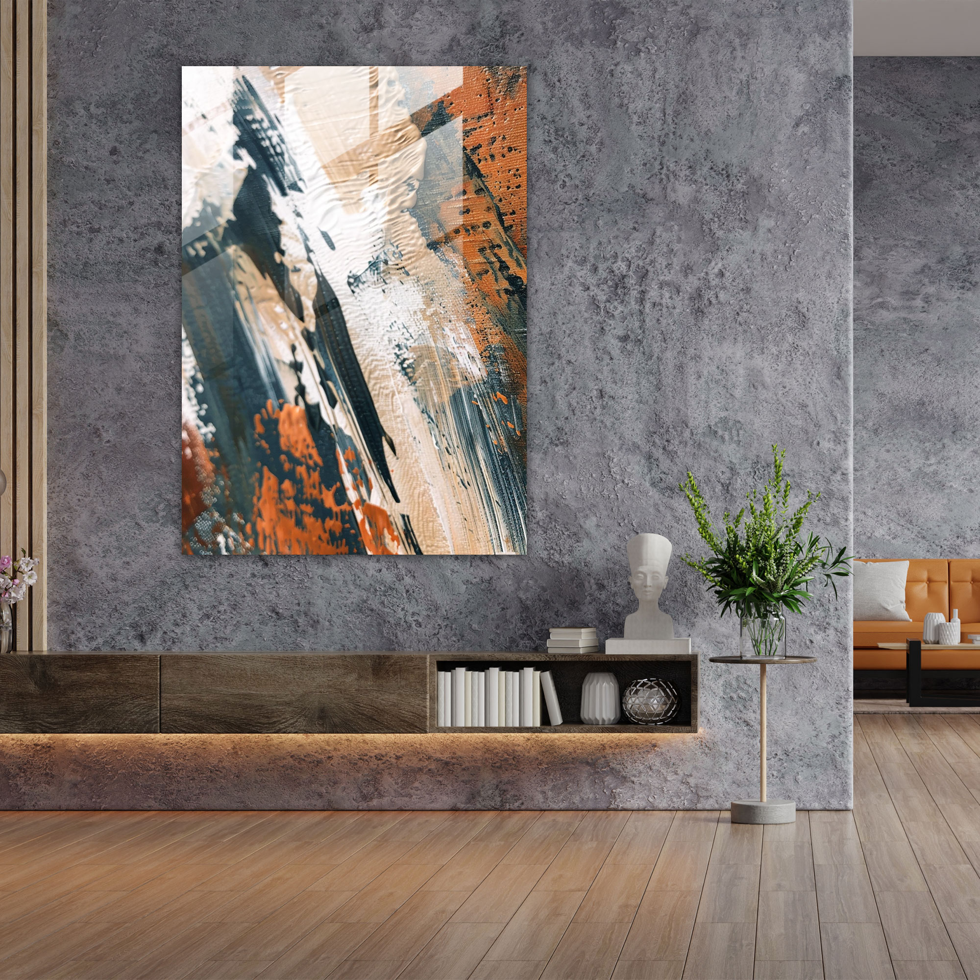 Earthy Action Painting Glass Wall Art - Action Painting, Wall Decoration, Home Decoration, Action Painting