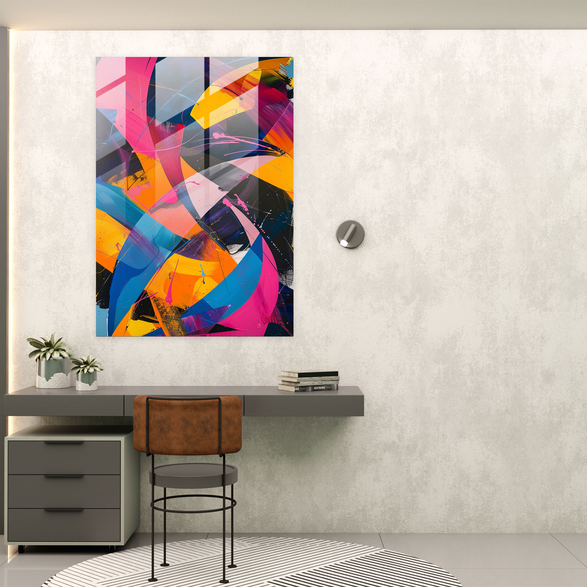 Geometric Action Painting Glass Print - Action Painting, Glass Print, Home Decoration, Modern Art