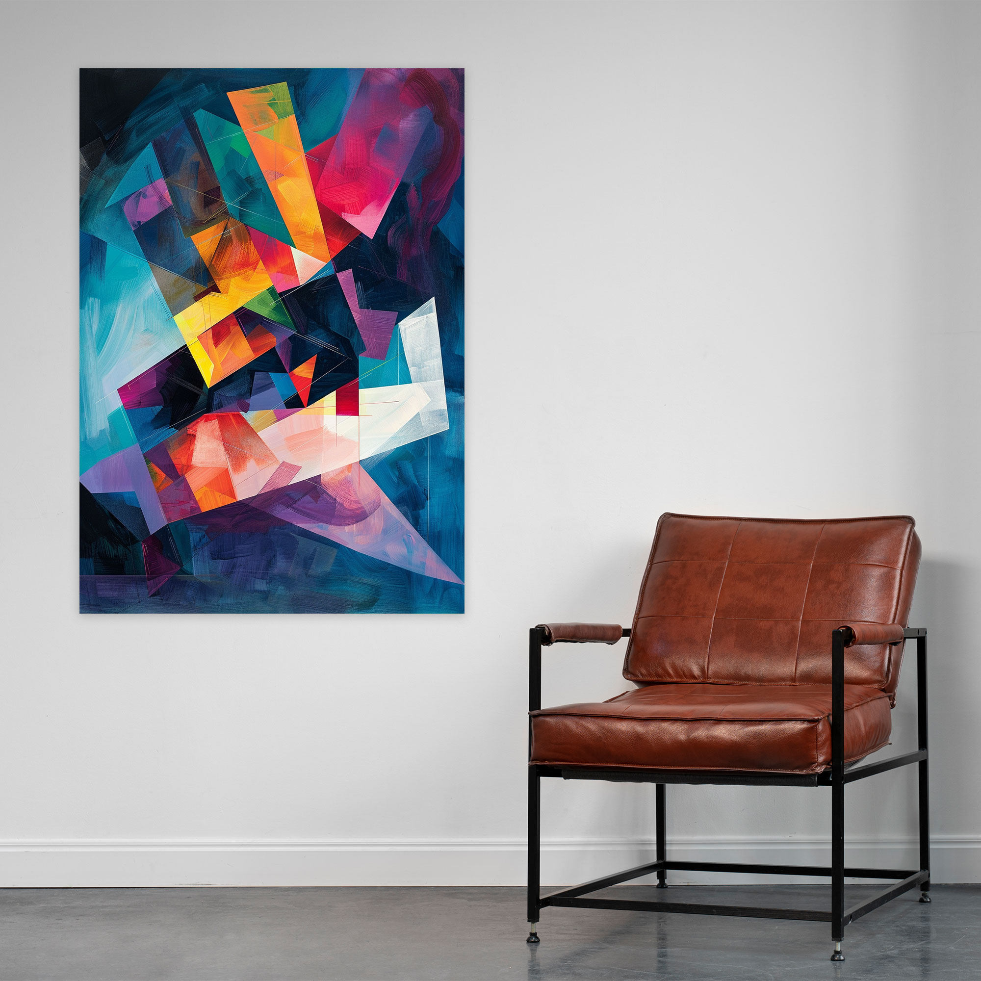 Cubaction Paintingism Geometric Shapes In Motion Canvas Print - Action Painting, Wall Decoration, Geometric Shapes, Modern Art