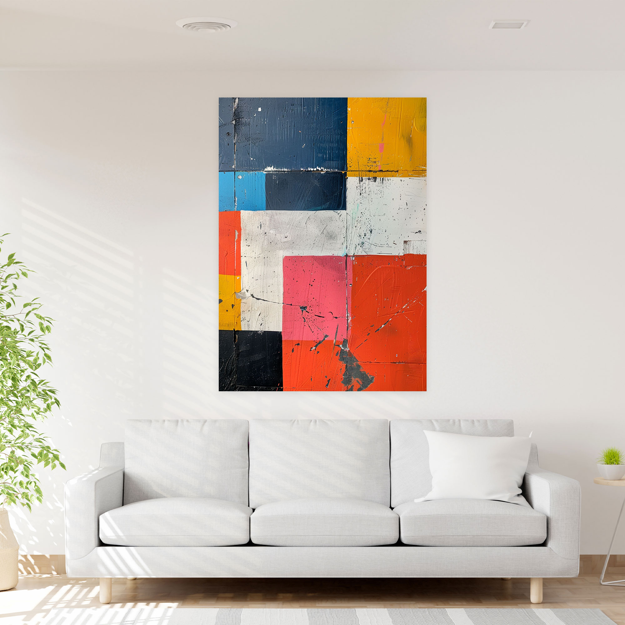 Cubaction Paintingism Bold Color Blocks Wall Art - Action Painting, Canvas, Cubaction Paintingism, Wall Art